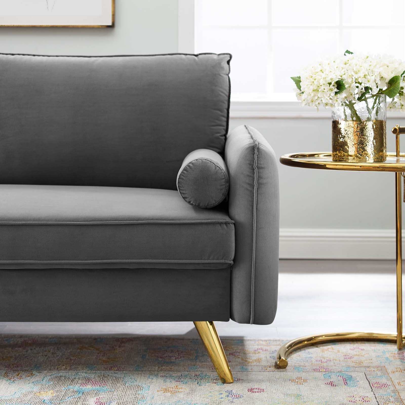 Modway Sofas & Couches - Revive Performance Velvet Sofa Gray