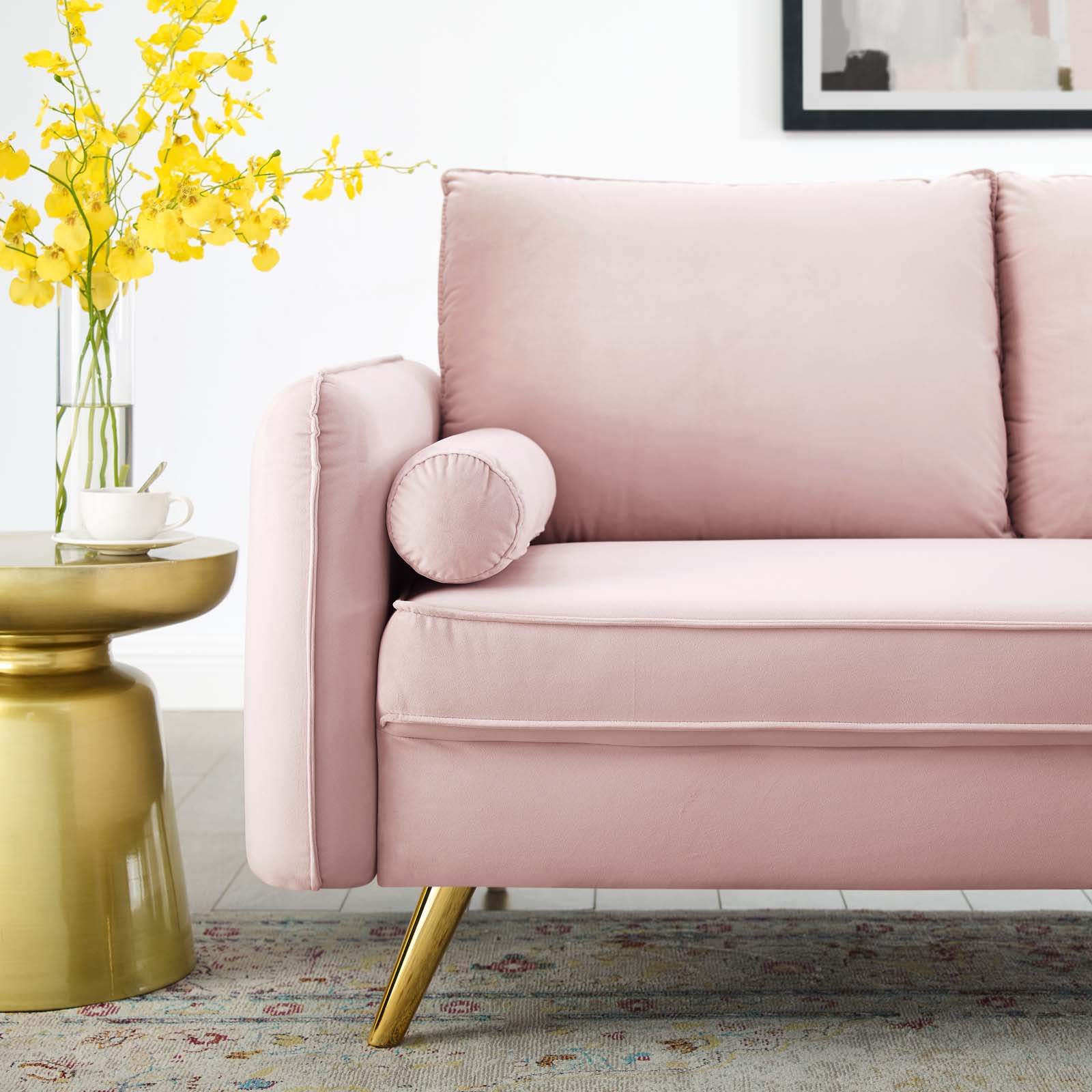 Modway Loveseats - Revive Performance Velvet Loveseat Pink