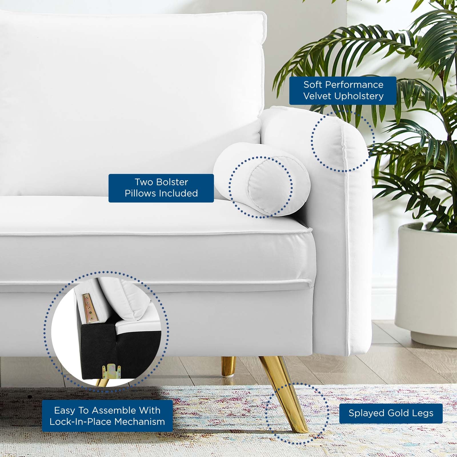 Modway Loveseats - Revive Performance Velvet Loveseat White