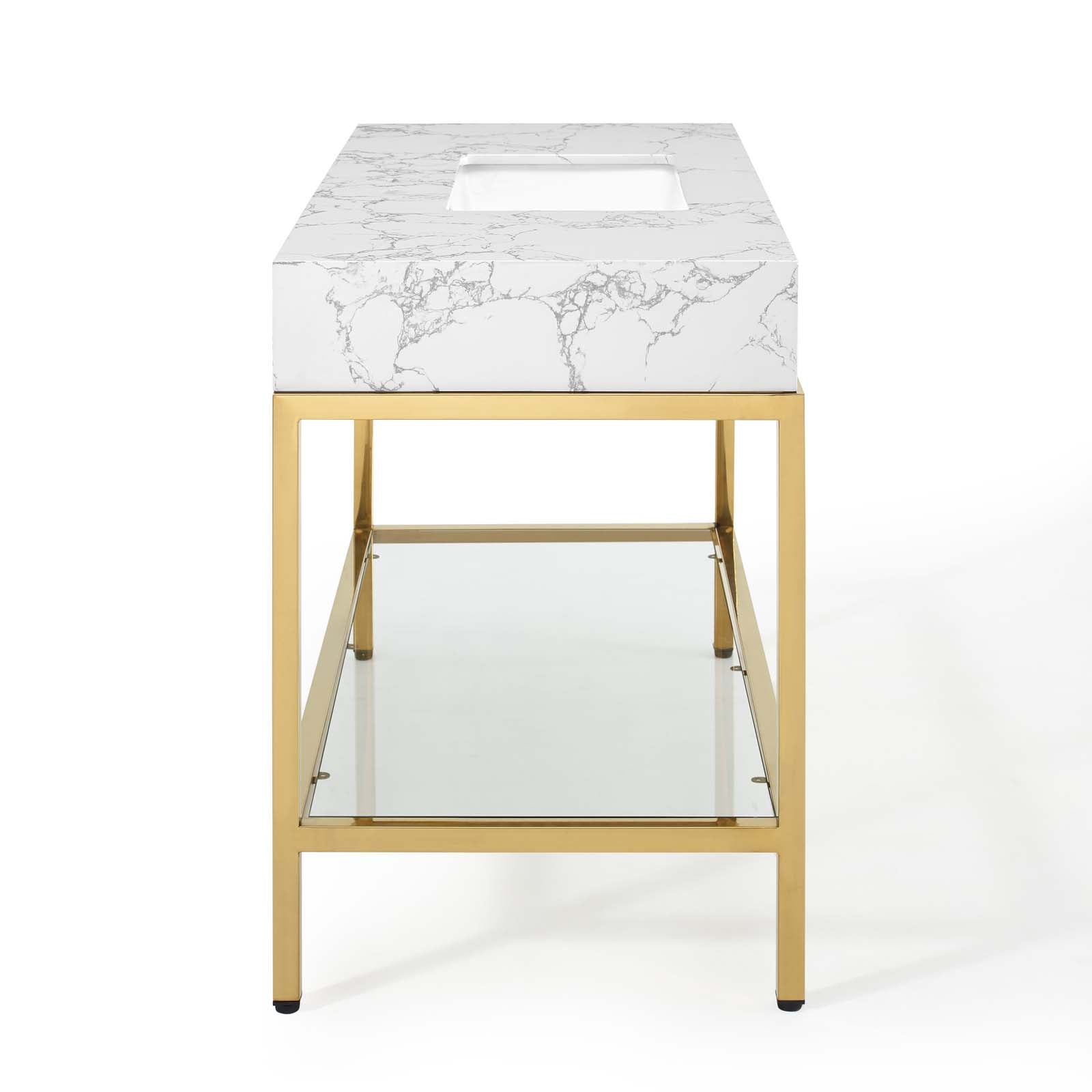 Modway Bathroom Vanity - Kingsley-50"-Gold-Stainless-Steel-Bathroom-Vanity-Gold-White