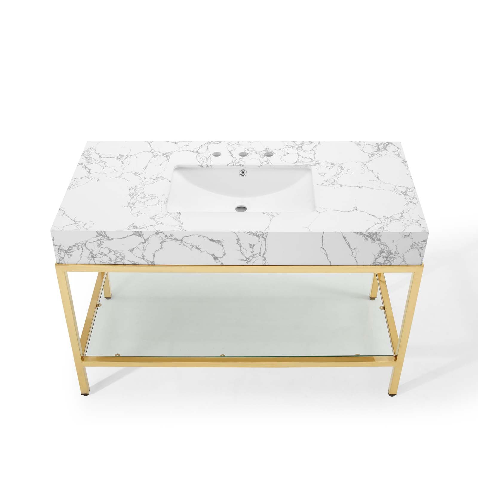 Modway Bathroom Vanity - Kingsley-50"-Gold-Stainless-Steel-Bathroom-Vanity-Gold-White