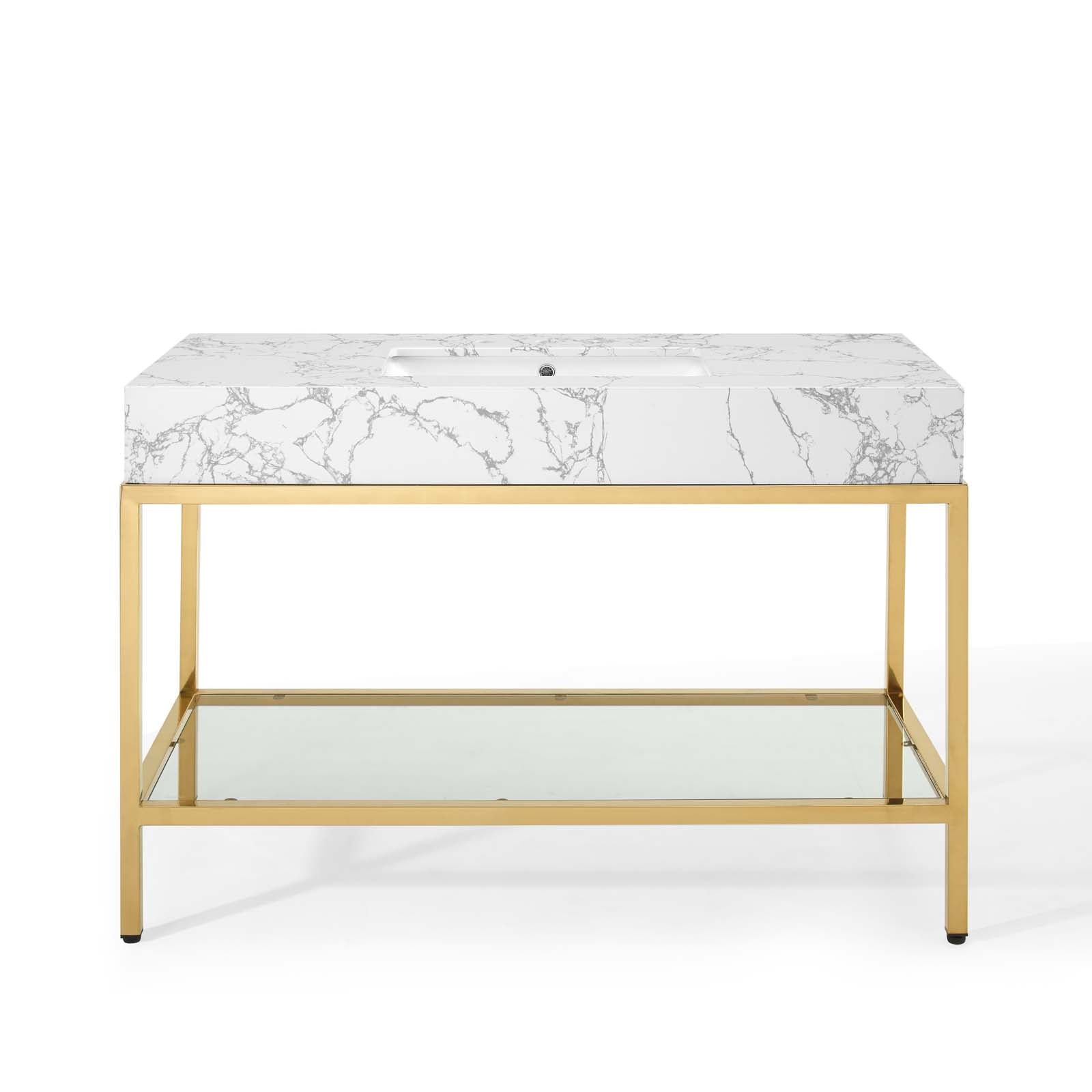 Modway Bathroom Vanity - Kingsley-50"-Gold-Stainless-Steel-Bathroom-Vanity-Gold-White