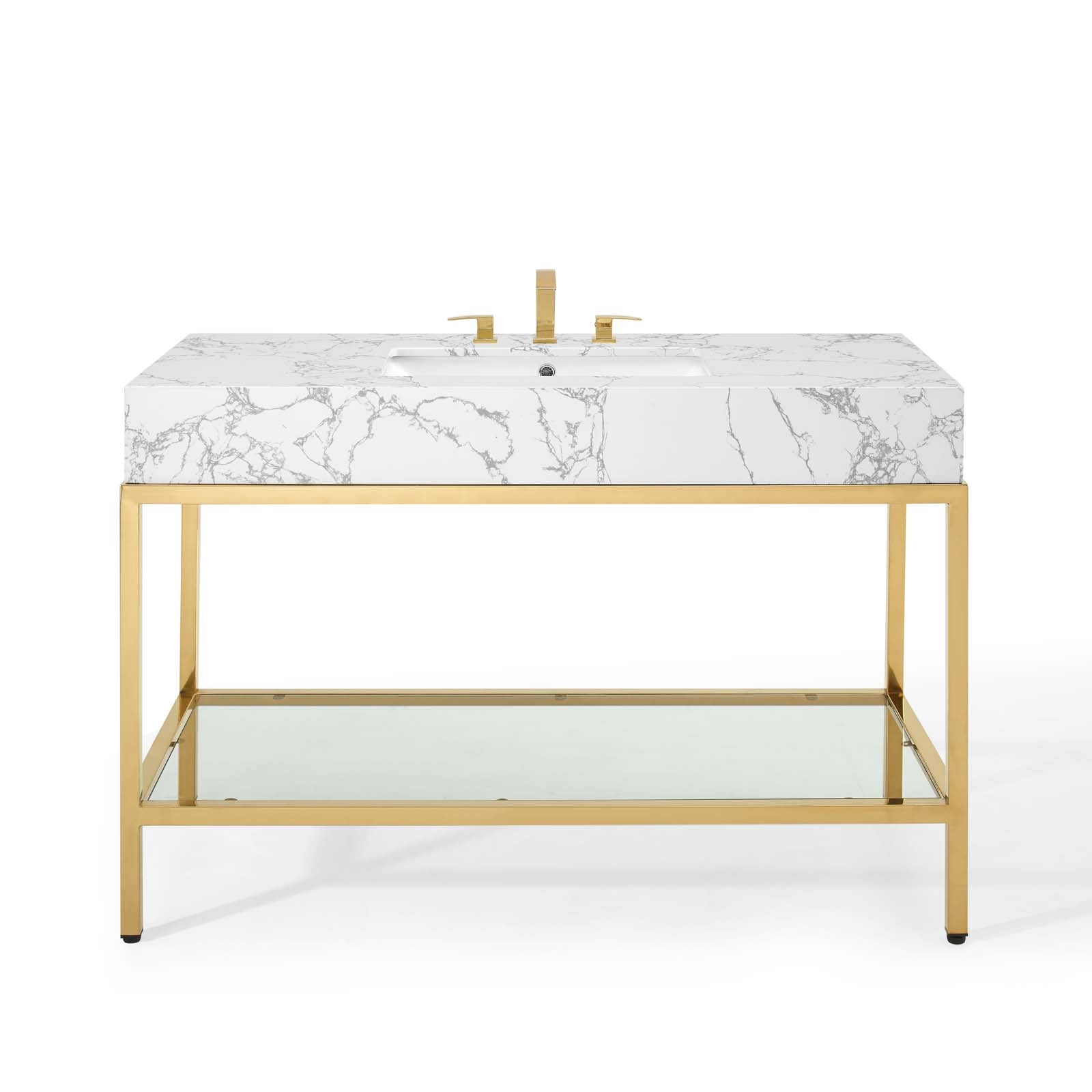 Modway Bathroom Vanity - Kingsley-50"-Gold-Stainless-Steel-Bathroom-Vanity-Gold-White