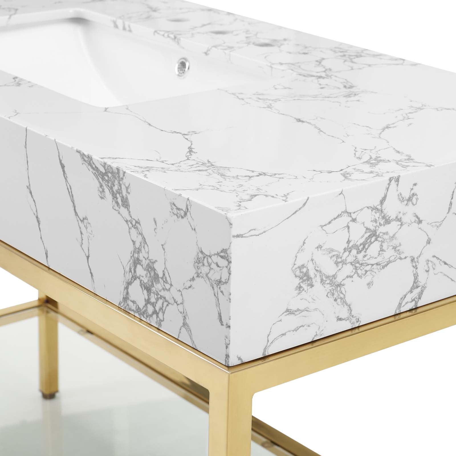 Modway Bathroom Vanity - Kingsley-50"-Gold-Stainless-Steel-Bathroom-Vanity-Gold-White