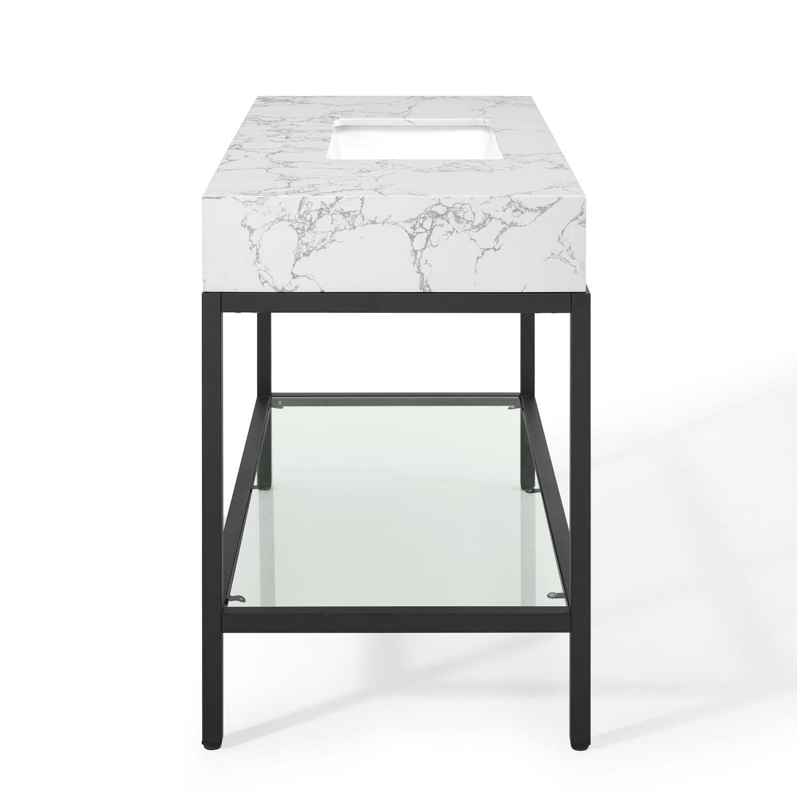 Modway Bathroom Vanity - Kingsley 50" Black Stainless Steel Bathroom Vanity Black White