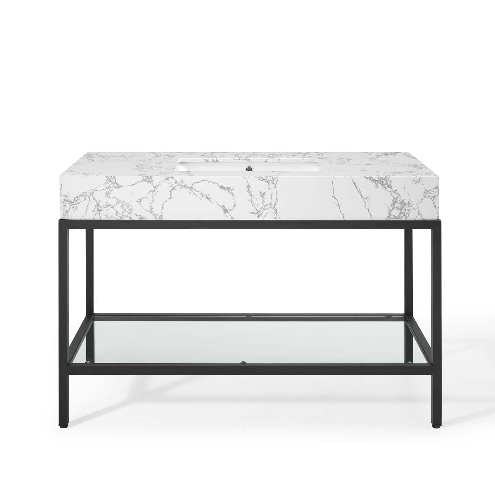 Modway Bathroom Vanity - Kingsley 50" Black Stainless Steel Bathroom Vanity Black White