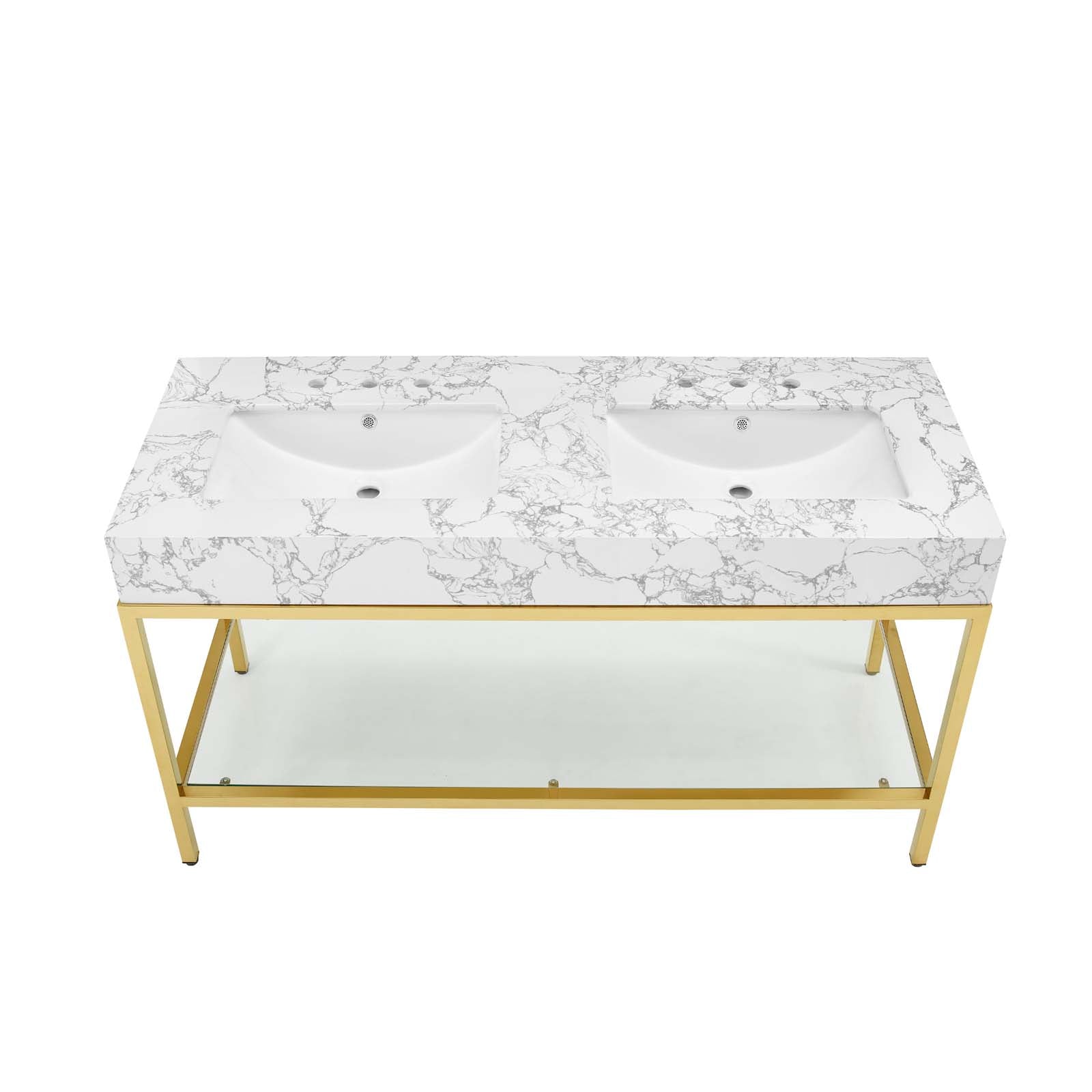 Modway Bathroom Vanity - Kingsley 60" Gold Stainless Steel Bathroom Vanity Gold White