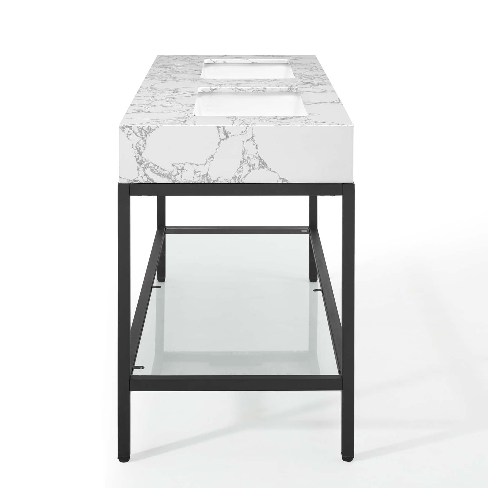 Modway Bathroom Vanity - Kingsley 60" Black Stainless Steel Bathroom Vanity Black White