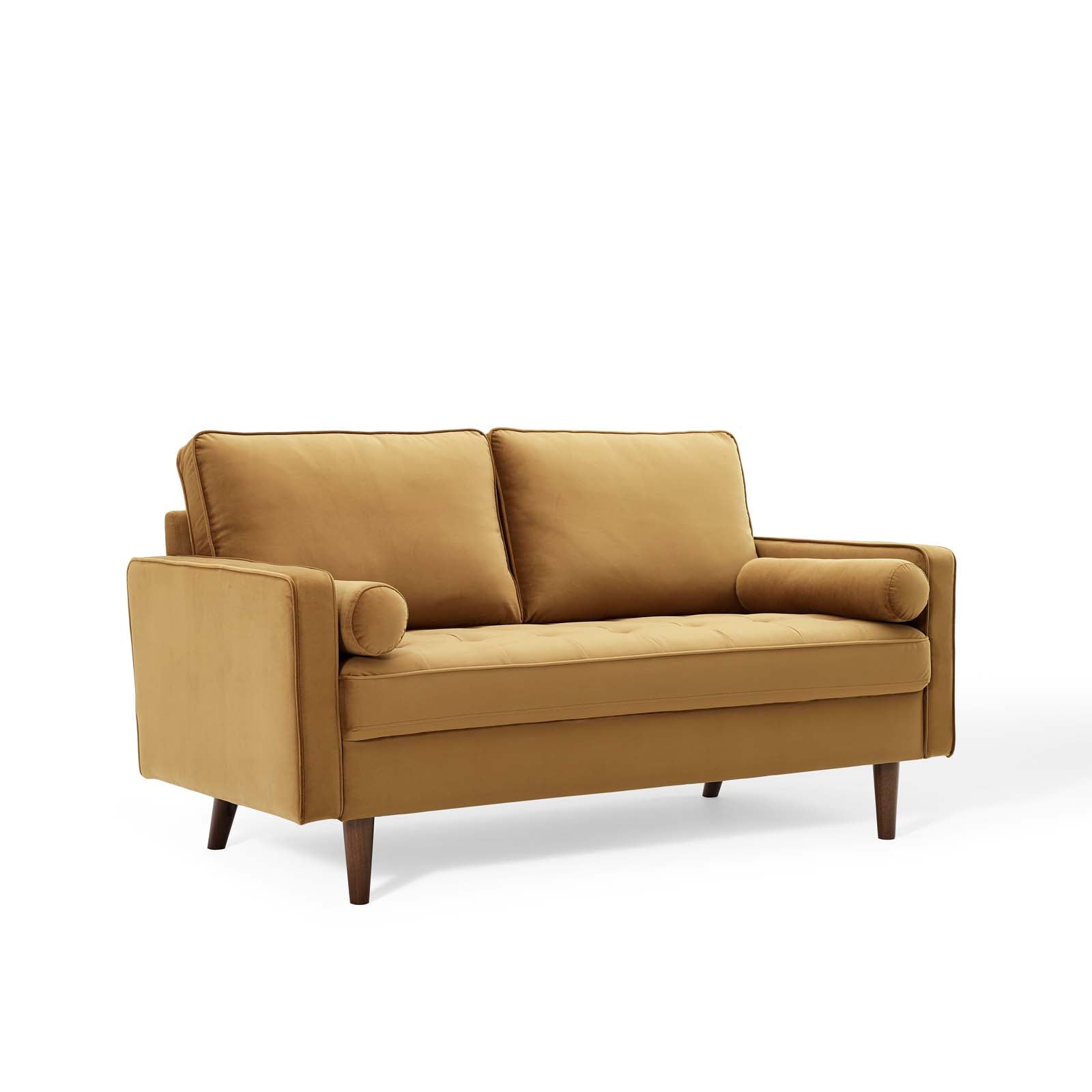 Modway Loveseats - Valour-Performance-Velvet-Loveseat-Cognac
