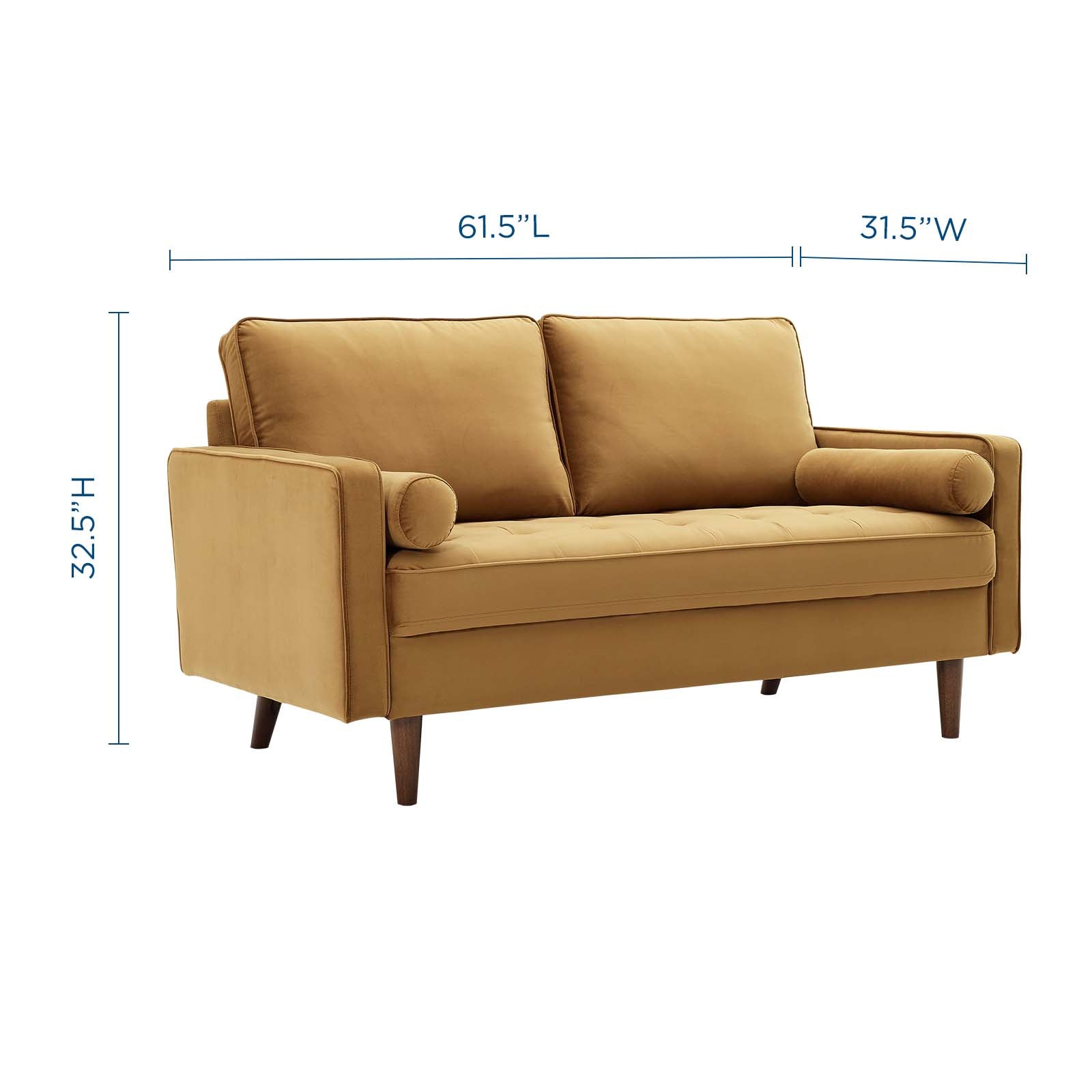 Modway Loveseats - Valour-Performance-Velvet-Loveseat-Cognac