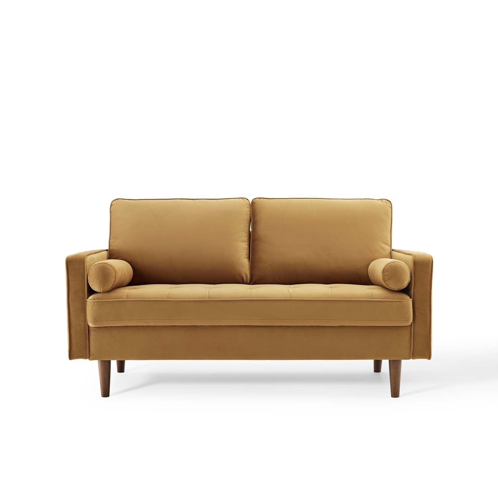 Modway Loveseats - Valour-Performance-Velvet-Loveseat-Cognac