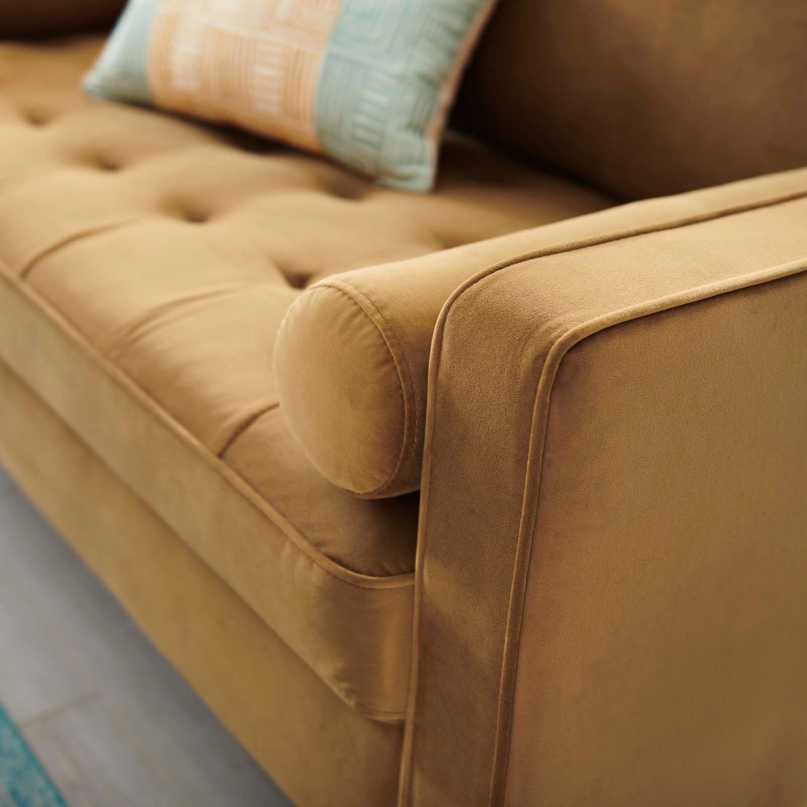 Modway Loveseats - Valour-Performance-Velvet-Loveseat-Cognac