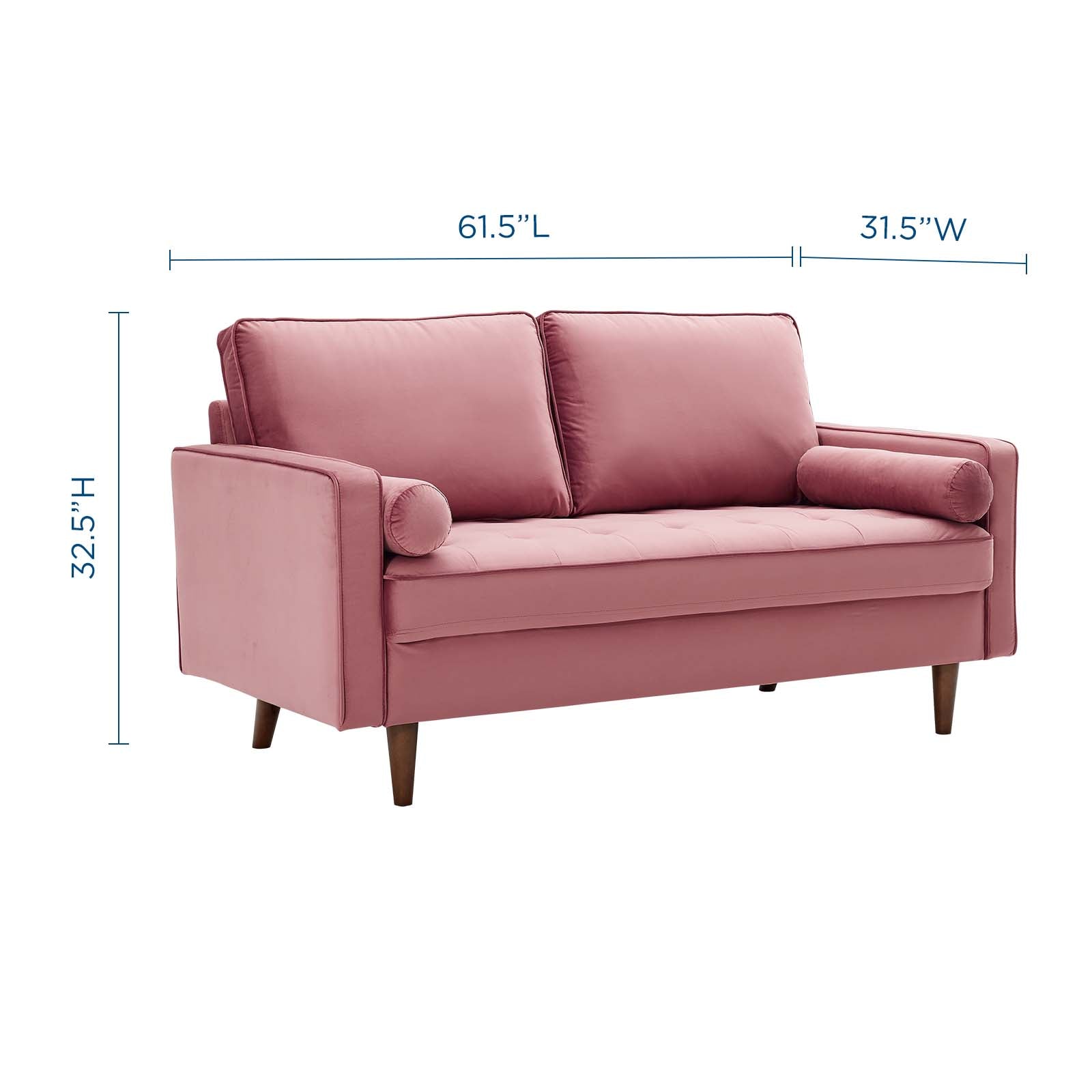 Modway Loveseats - Valour Performance Velvet Loveseat Dusty Rose