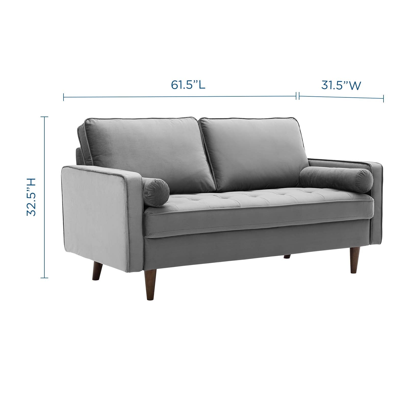 Modway Loveseats - Valour Performance Velvet Loveseat Gray
