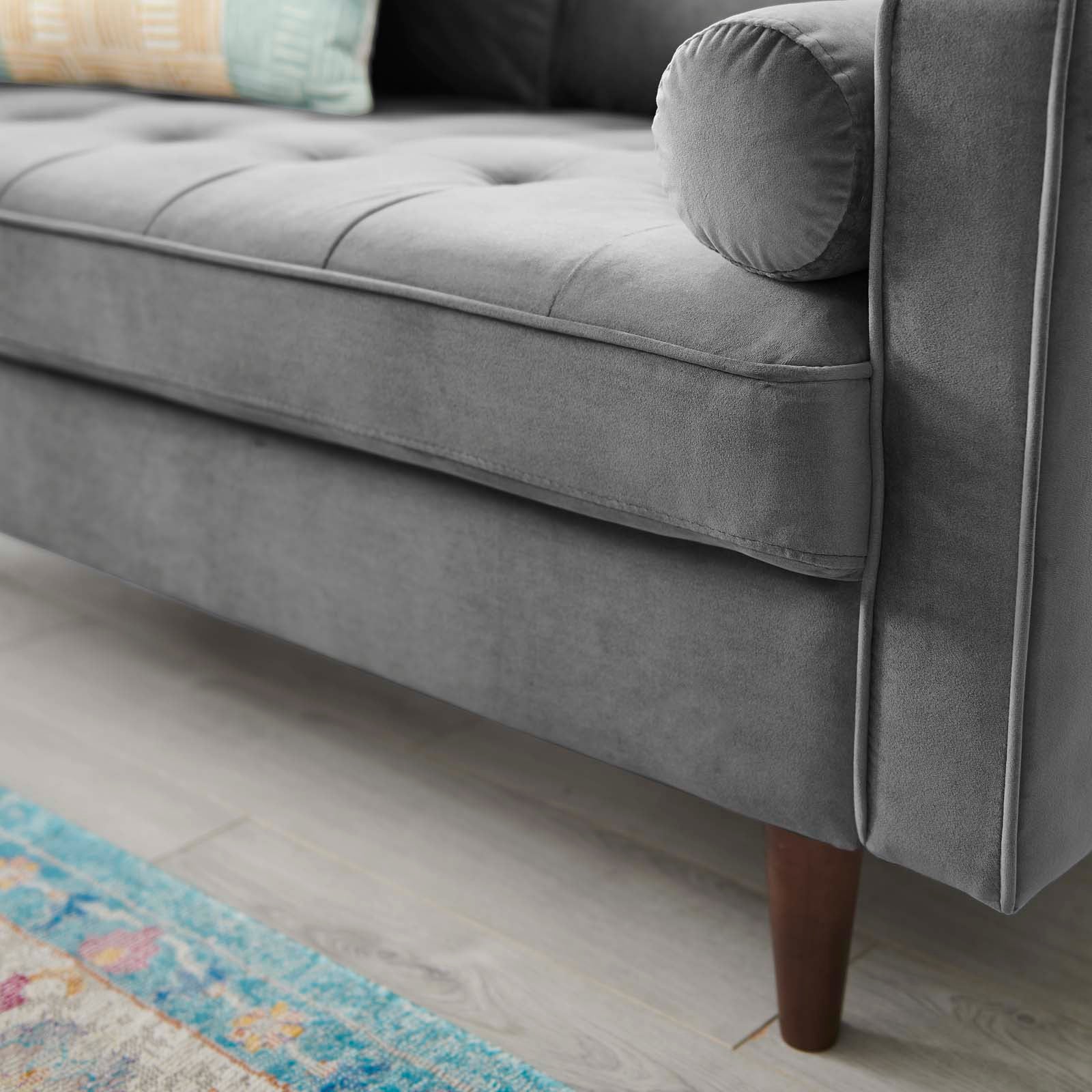 Modway Loveseats - Valour Performance Velvet Loveseat Gray