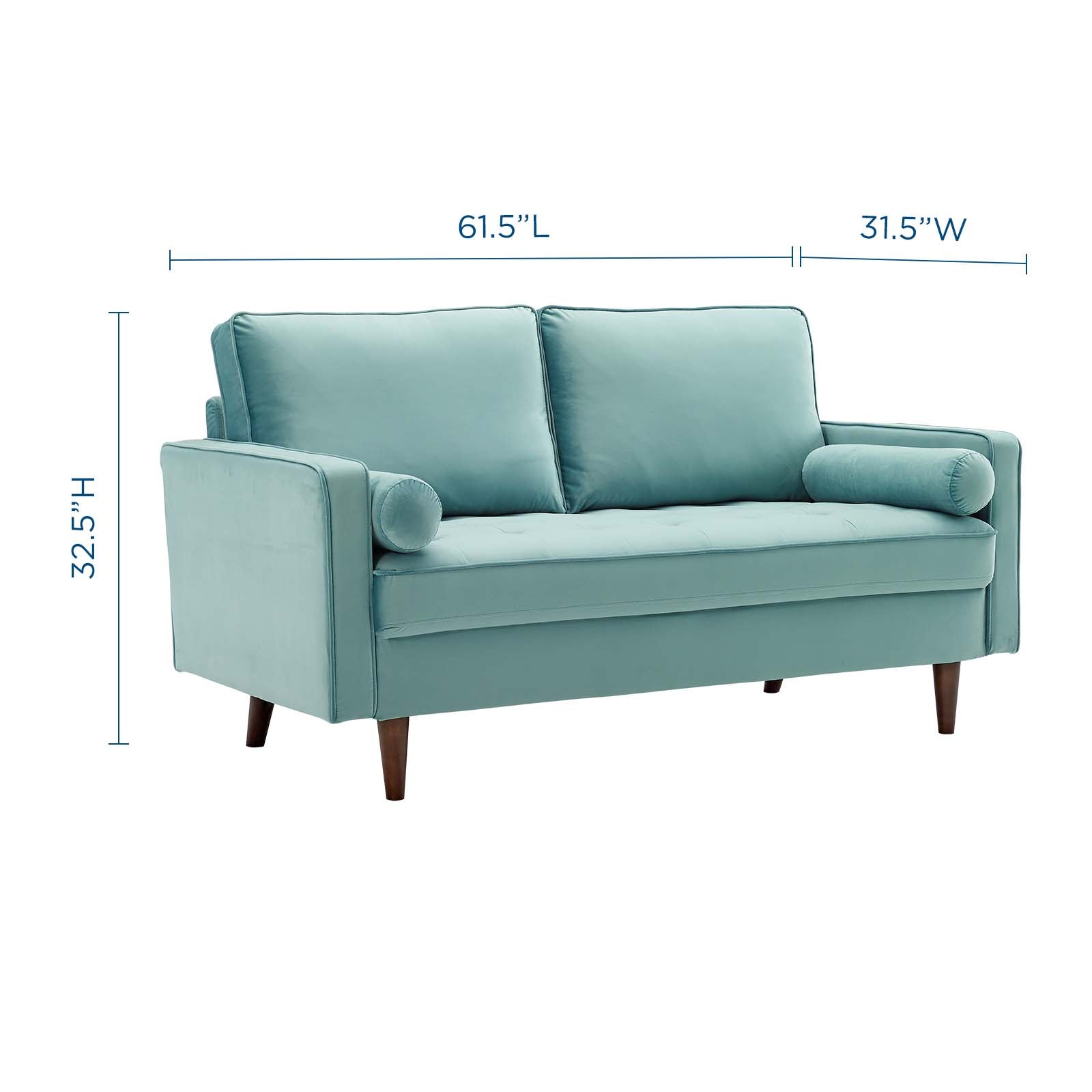 Modway Loveseats - Valour Performance Velvet Loveseat Mint