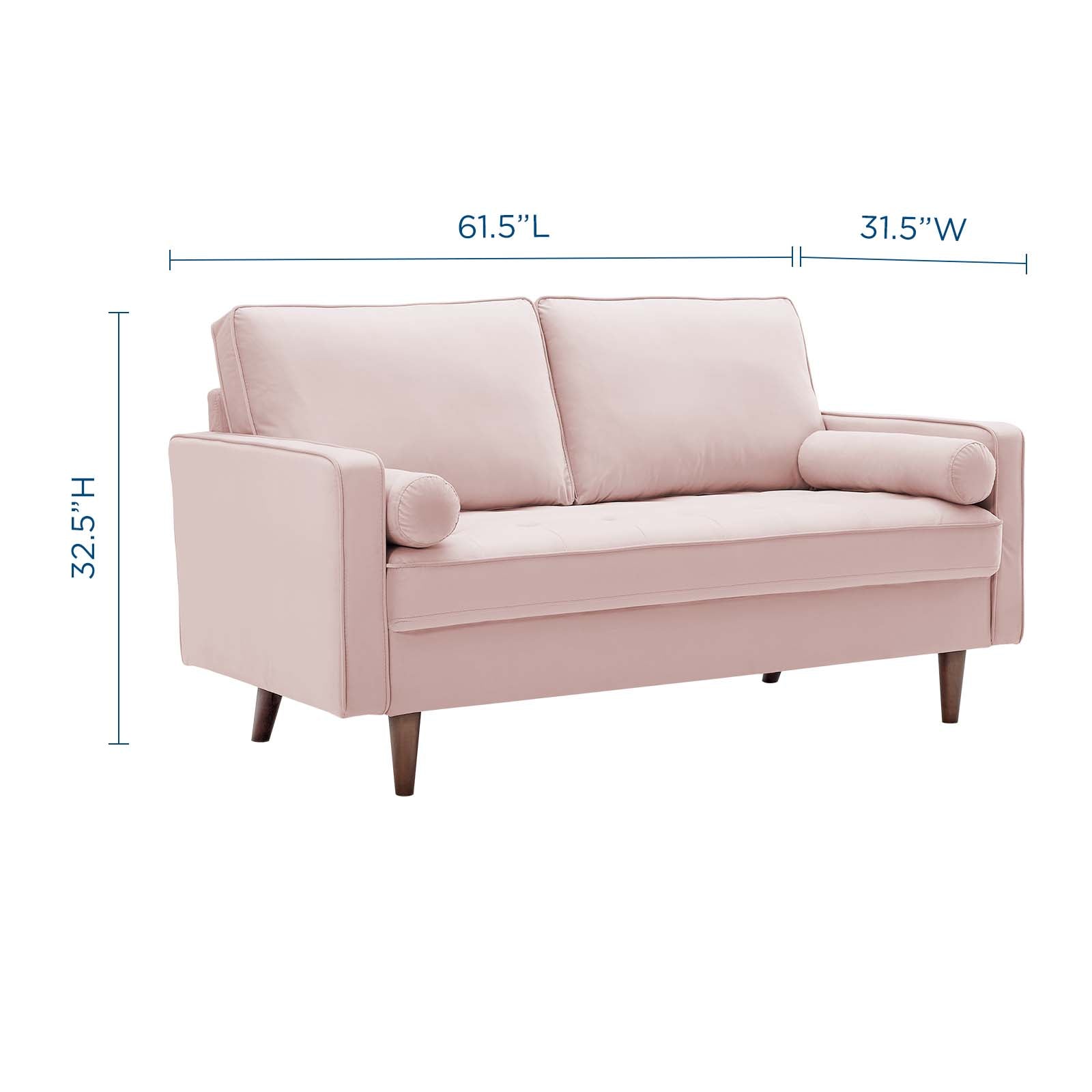 Modway Loveseats - Valour Performance Velvet Loveseat Pink