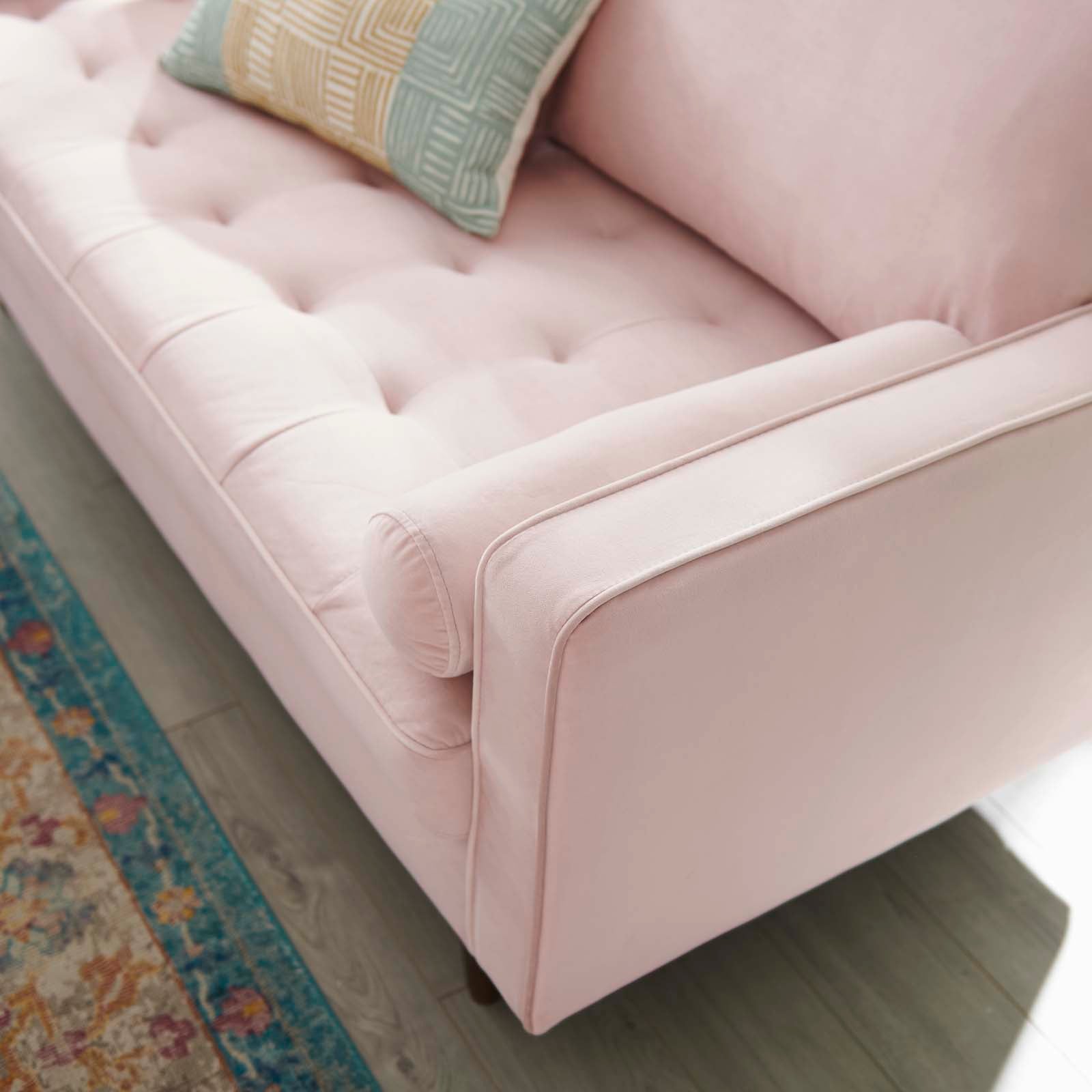 Modway Loveseats - Valour Performance Velvet Loveseat Pink