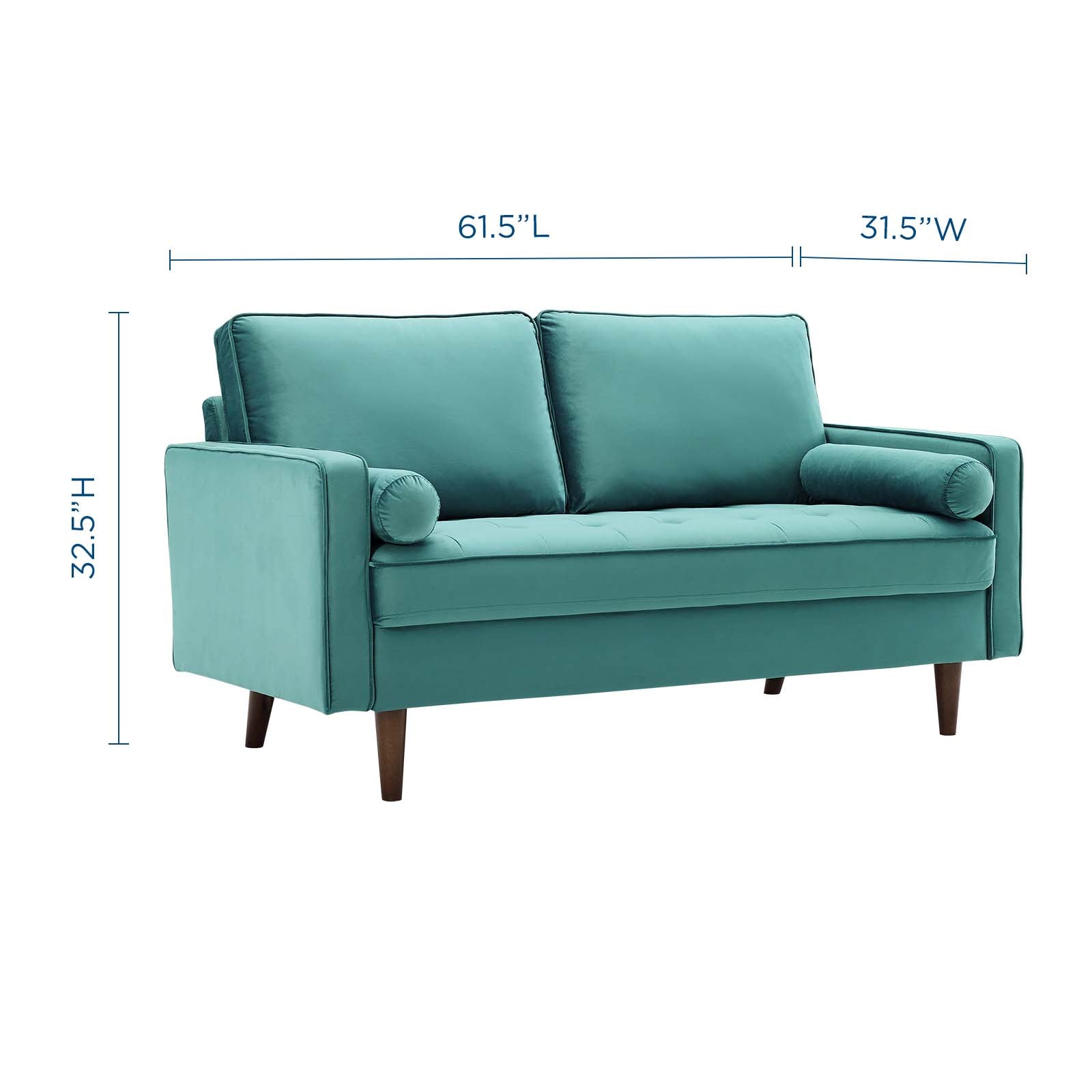 Modway Loveseats - Valour Performance Velvet Loveseat Teal