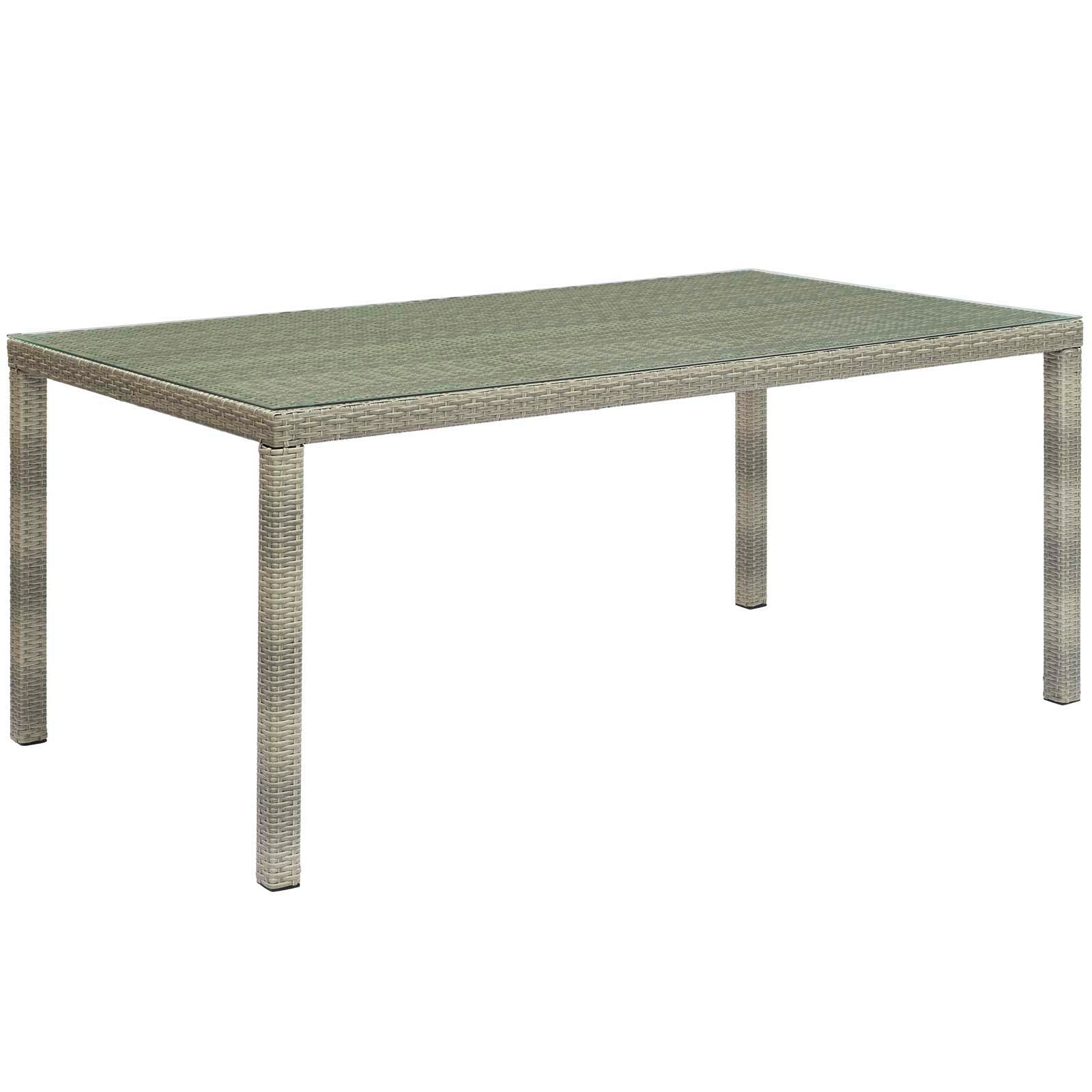 Modway Outdoor Dining Sets - Conduit 7 Piece Outdoor Patio Wicker Rattan Dining Set Light Gray Peridot