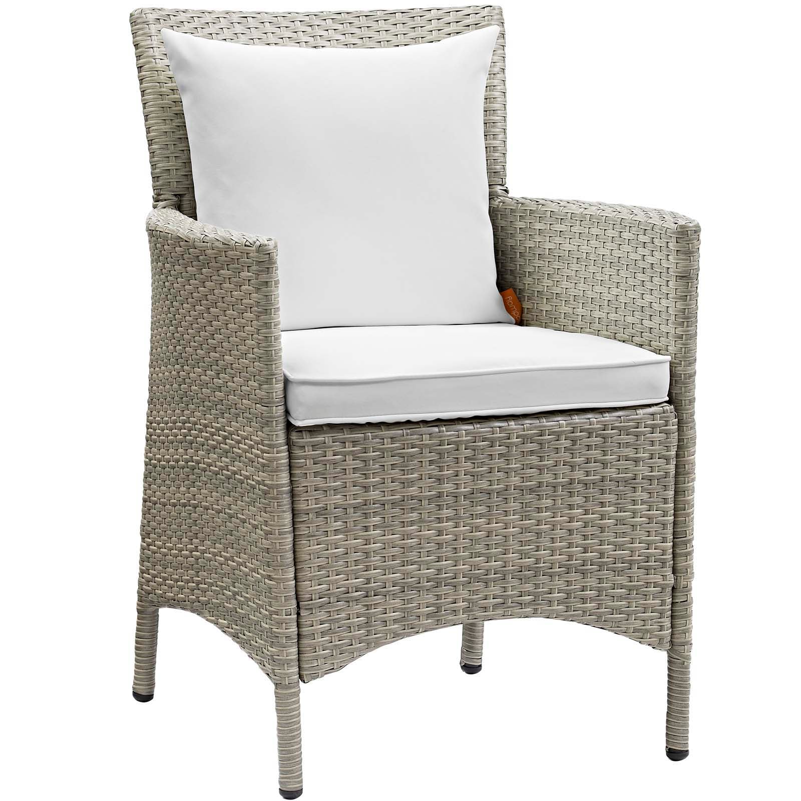 Modway Outdoor Dining Sets - Conduit 7 Piece Outdoor Patio Wicker Rattan Dining Set Light Gray White