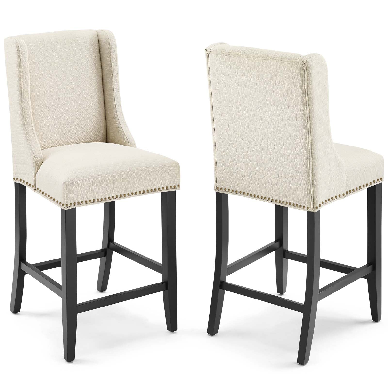 Modway Barstools - Baron Counter Stool Fabric Beige (Set of 2)