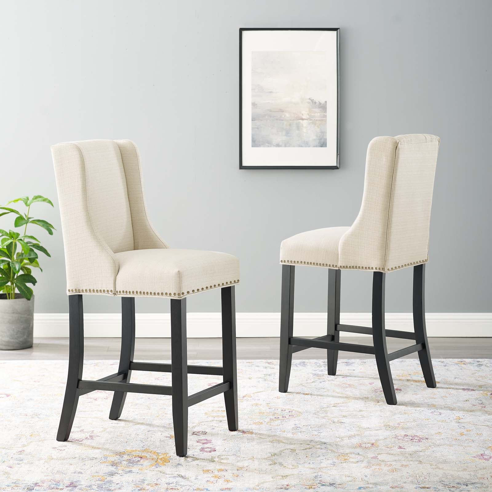 Modway Barstools - Baron Counter Stool Fabric Beige (Set of 2)