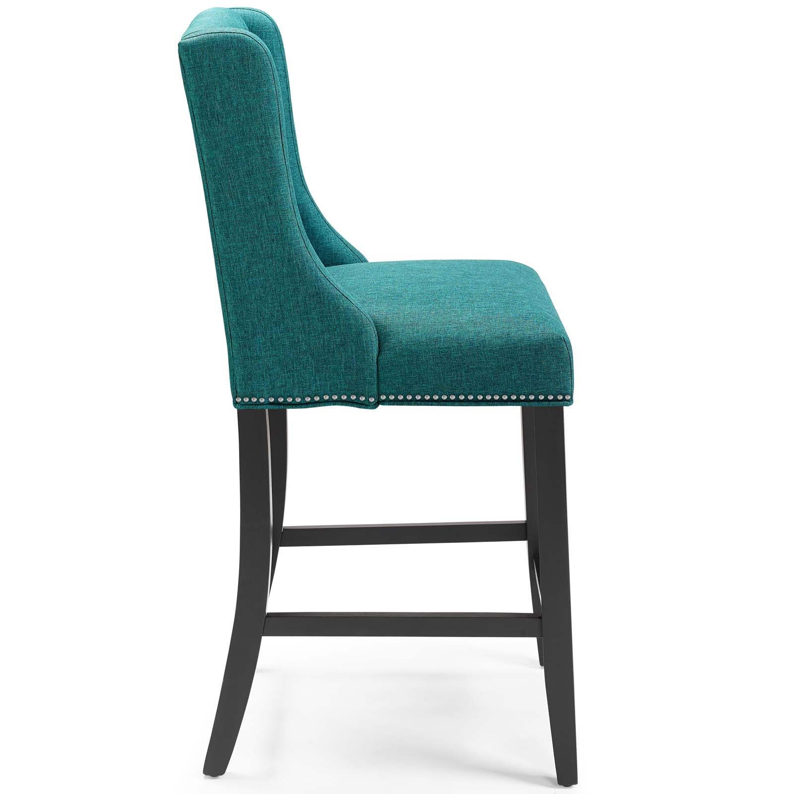 Modway Barstools - Baron Counter Stool Upholstered Fabric (Set of 2) Teal