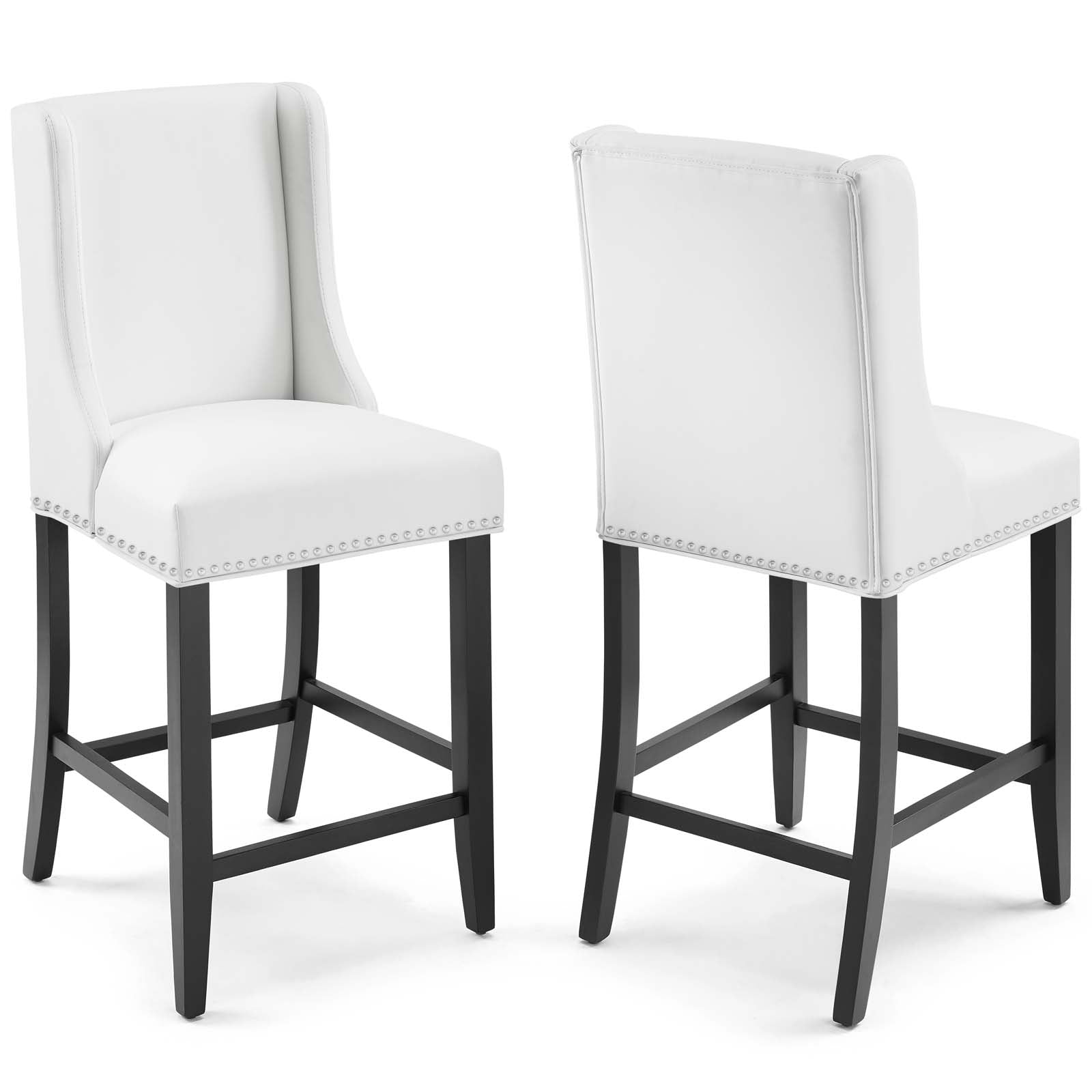 Modway Barstools - Baron Counter Stool Faux Leather White (Set of 2)