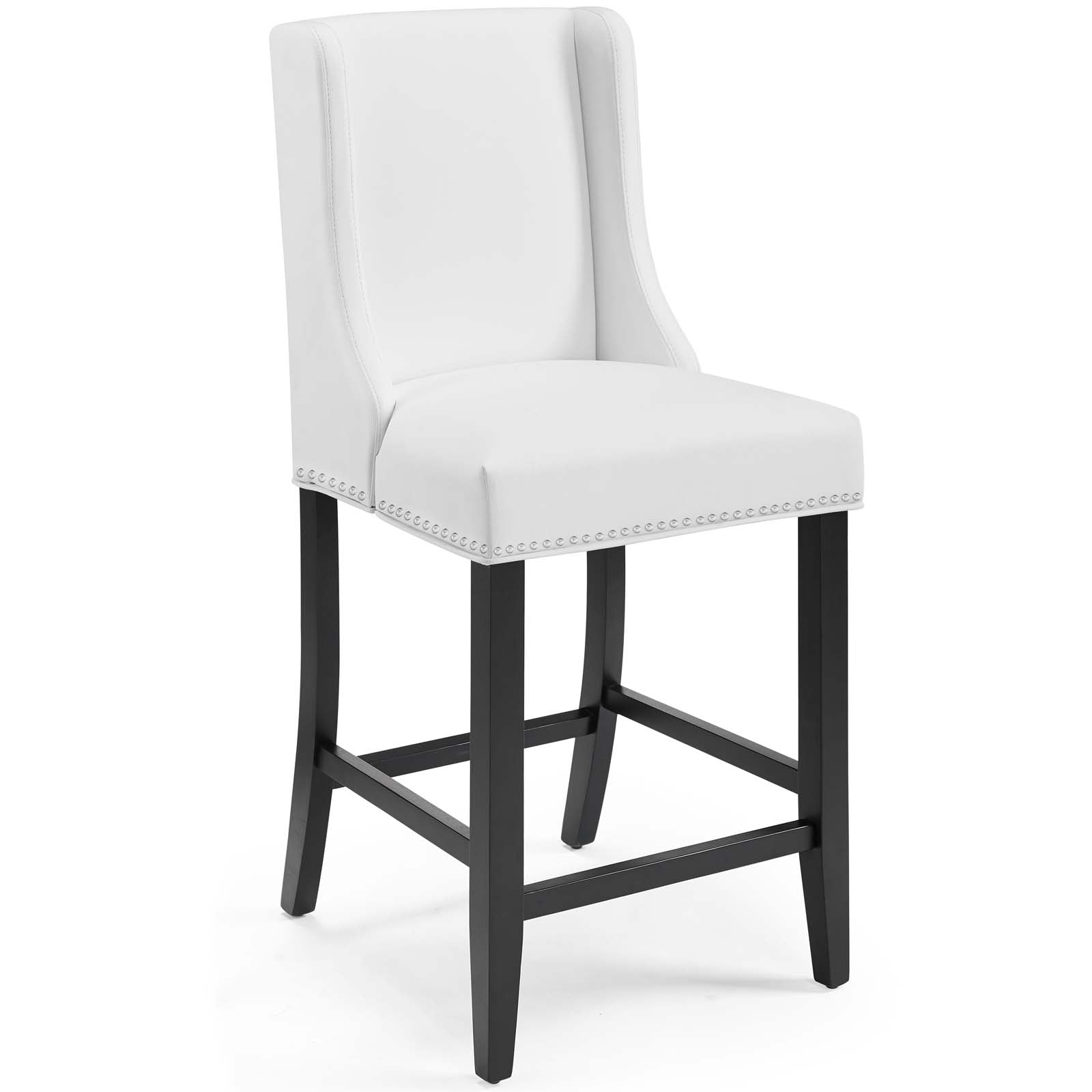 Modway Barstools - Baron Counter Stool Faux Leather White (Set of 2)