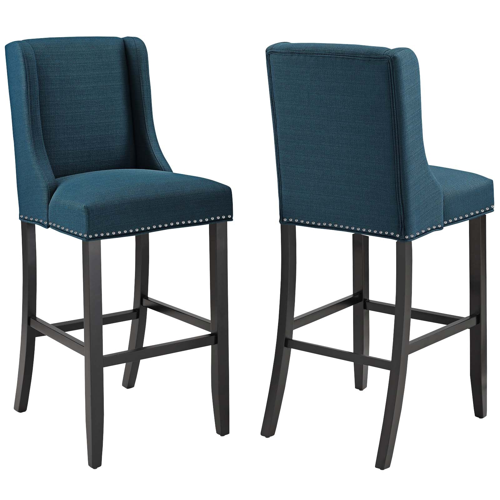 Modway Barstools - Baron Bar Stool Upholstered Fabric Set of 2 Azure