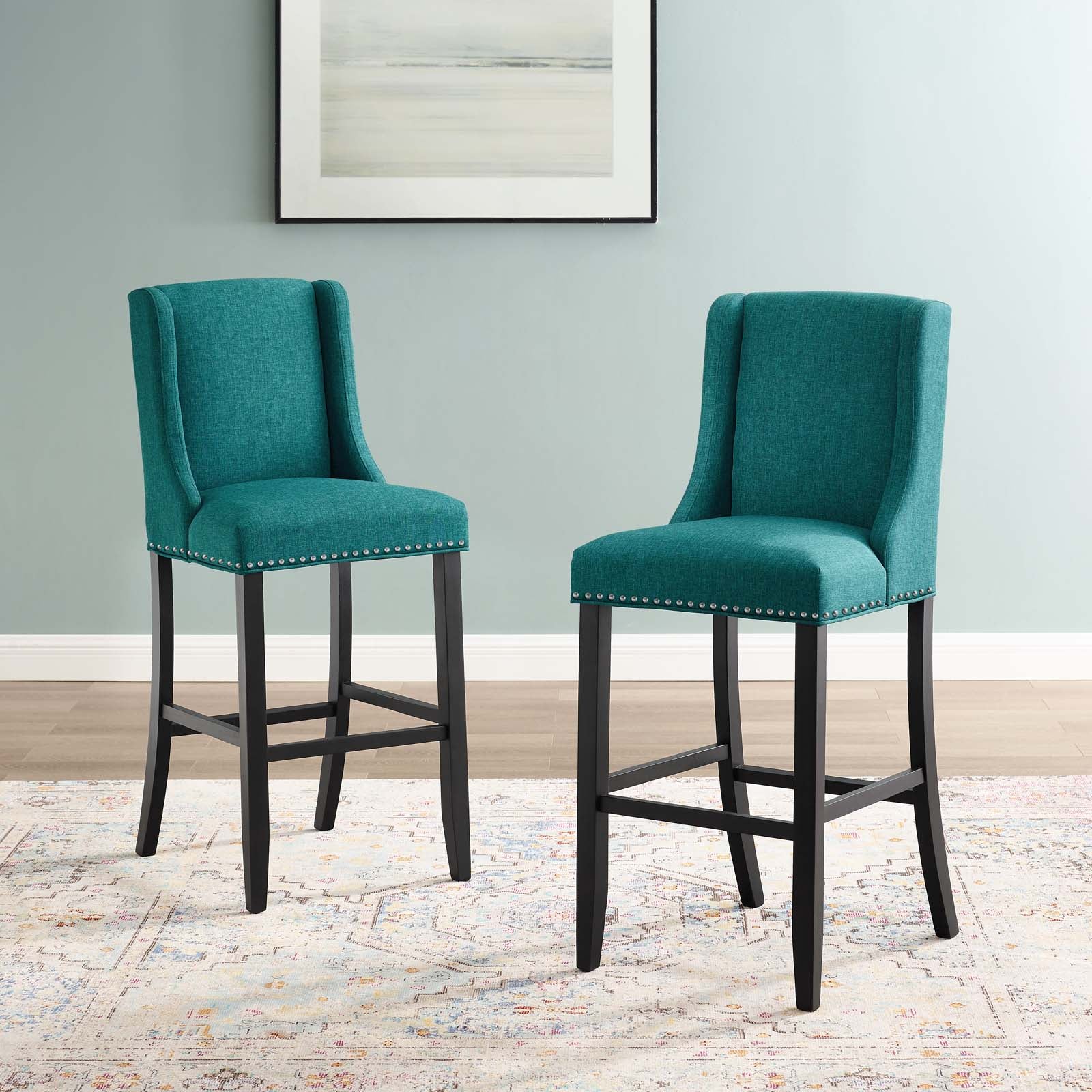 Modway Barstools - Baron Bar Stool Fabric Teal (Set of 2)