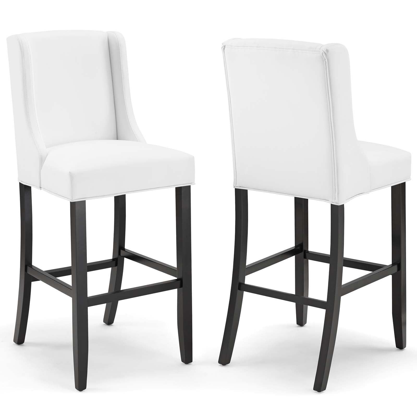 Modway Barstools - Baron Bar Stool Faux Leather Set of 2 White