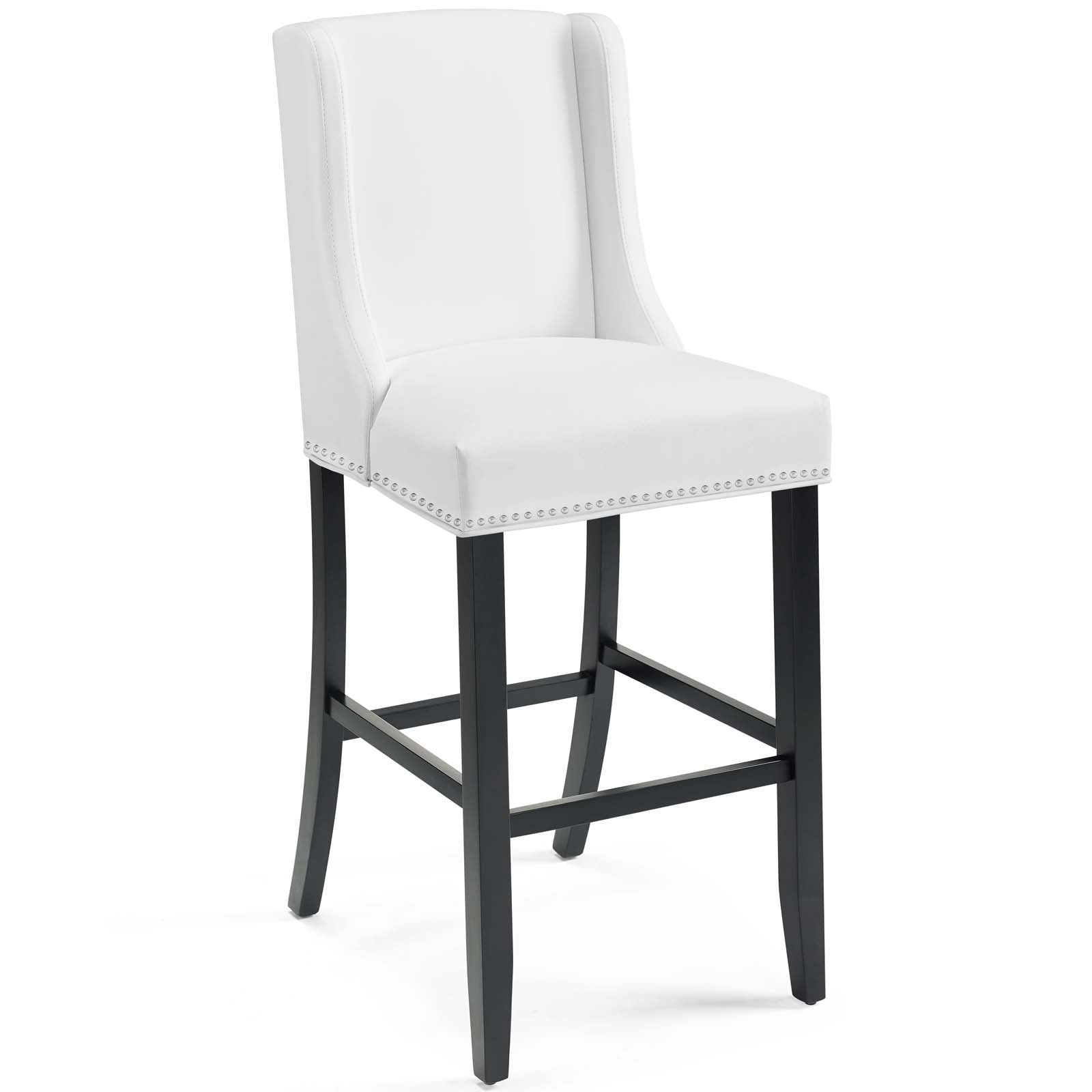Modway Barstools - Baron Bar Stool Faux Leather Set of 2 White