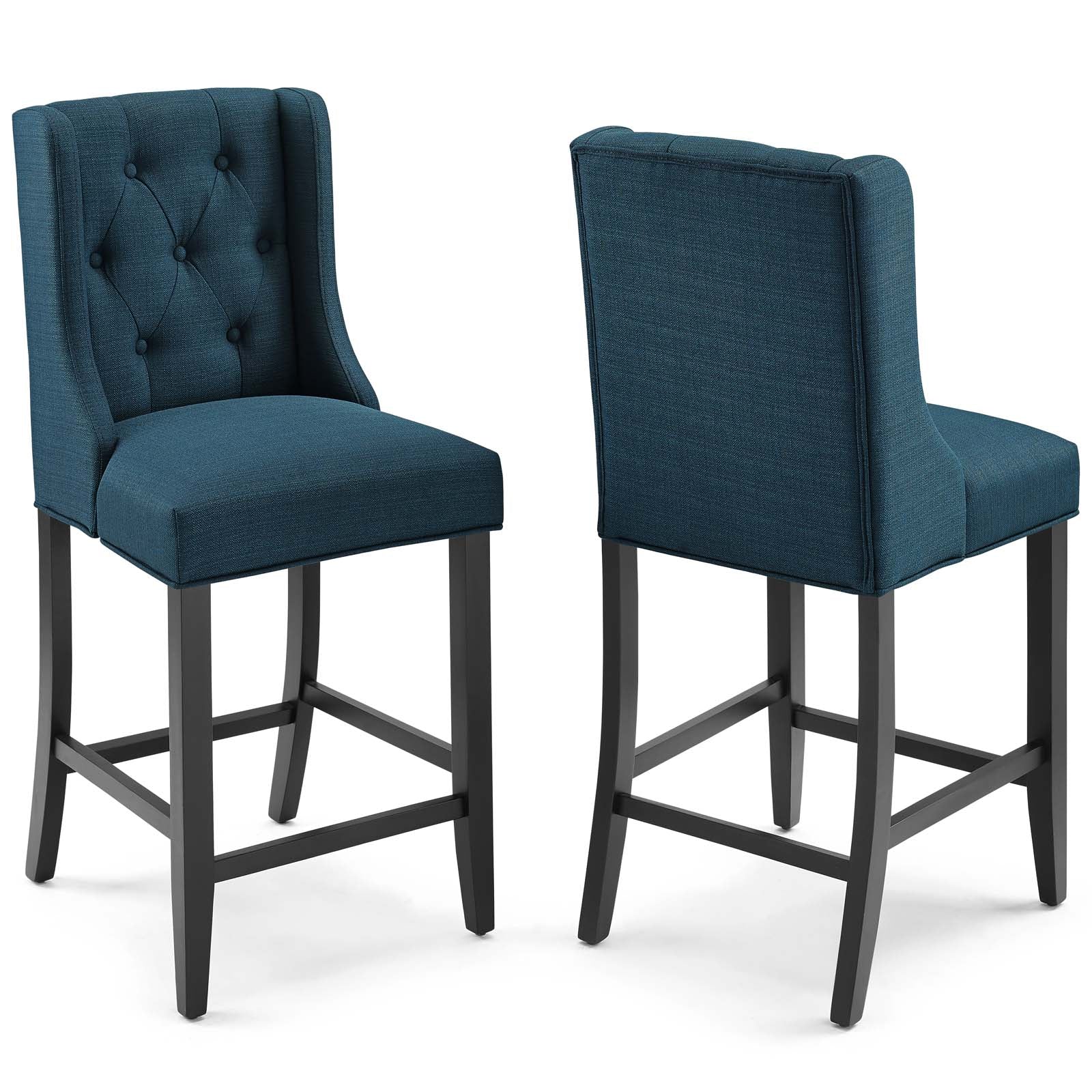 Modway Barstools - Baronet-Counter-Bar-Stool-Upholstered-Fabric-Set-of-2-Azure