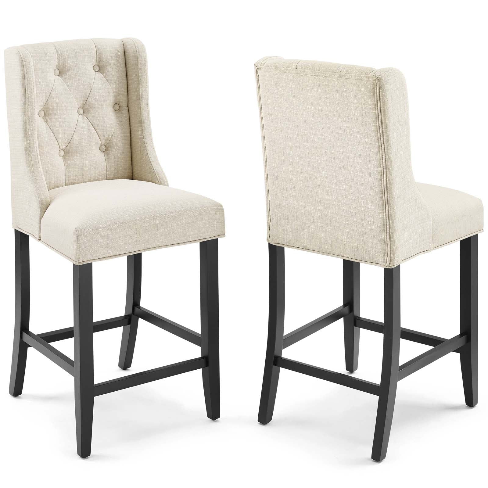 Modway Barstools - Baronet Counter Bar Stool Upholstered Fabric ( Set of 2 ) Beige
