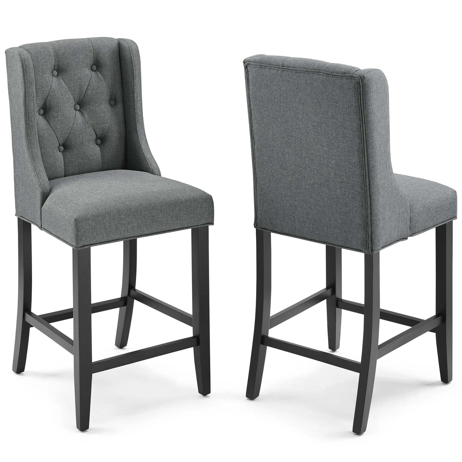 Modway Dining Chairs - Baronet Counter Bar Stool Upholstered Fabric ( Set of 2 ) Gray