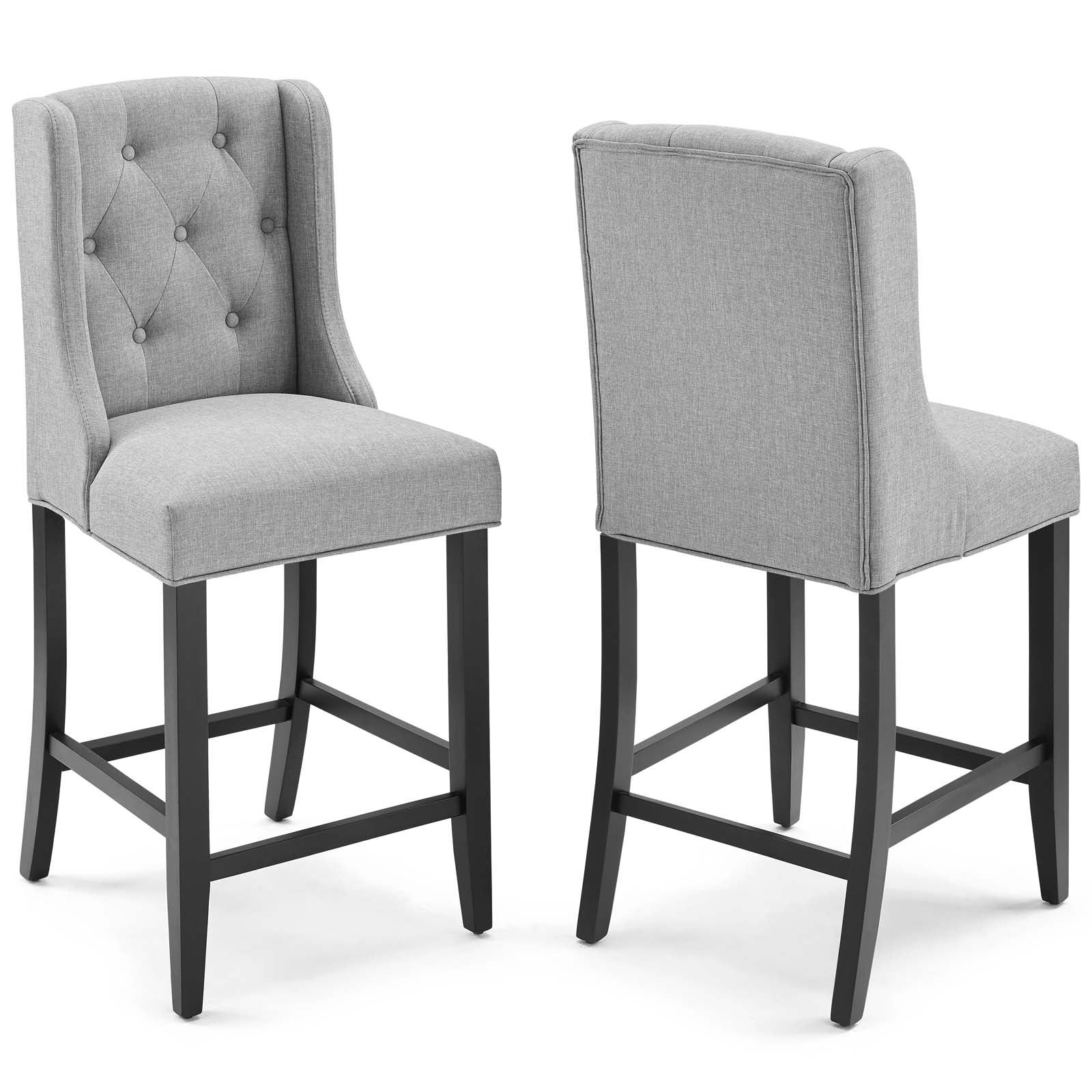 Modway Barstools - Baronet Counter Bar Stool Upholstered Fabric Set Of 2 Light Gray