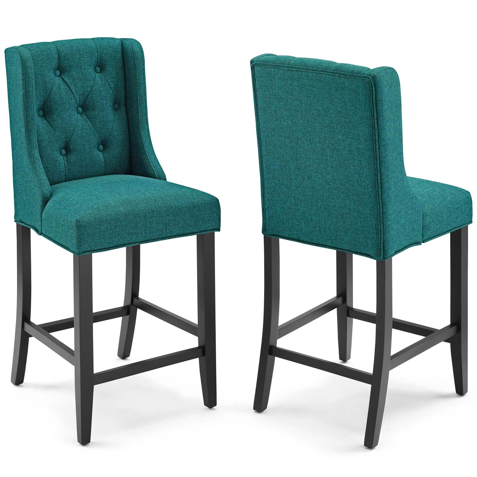 Modway Barstools - Baronet Counter Bar Stool Upholstered Fabric (Set of 2) Teal