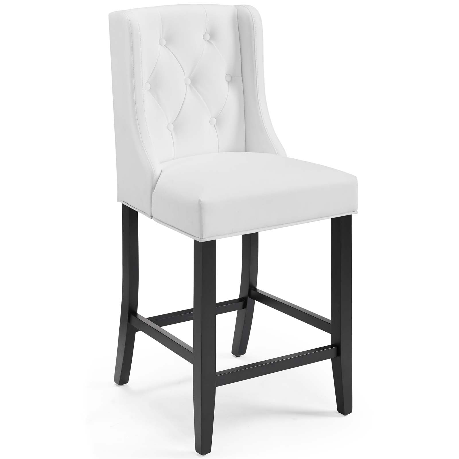 Modway Barstools - Baronet Counter Bar Stool Faux Leather Set of 2 White