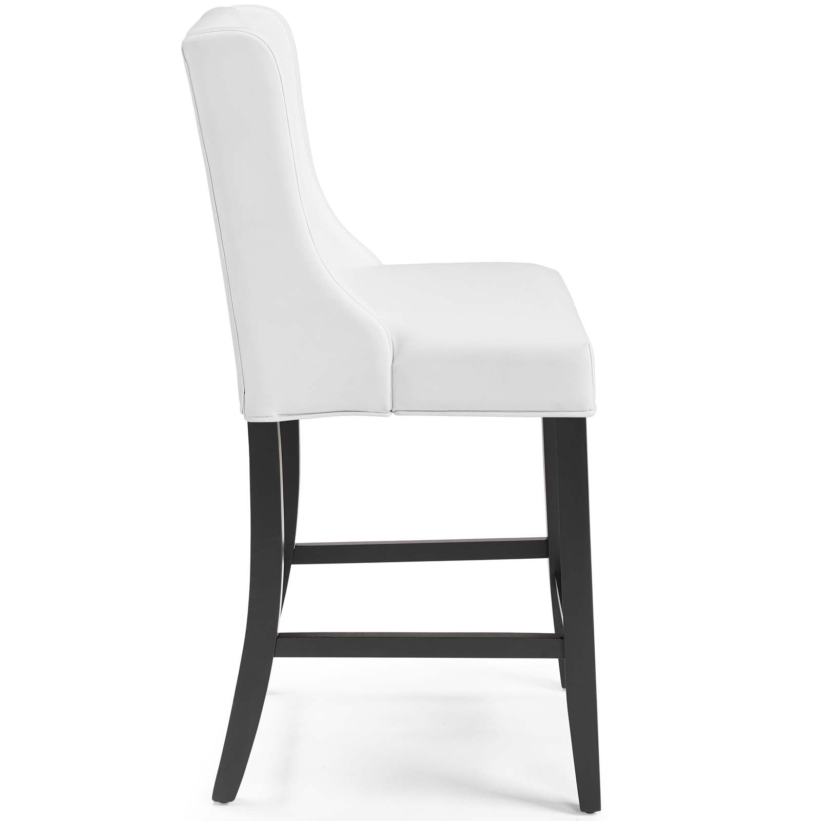 Modway Barstools - Baronet Counter Bar Stool Faux Leather Set of 2 White
