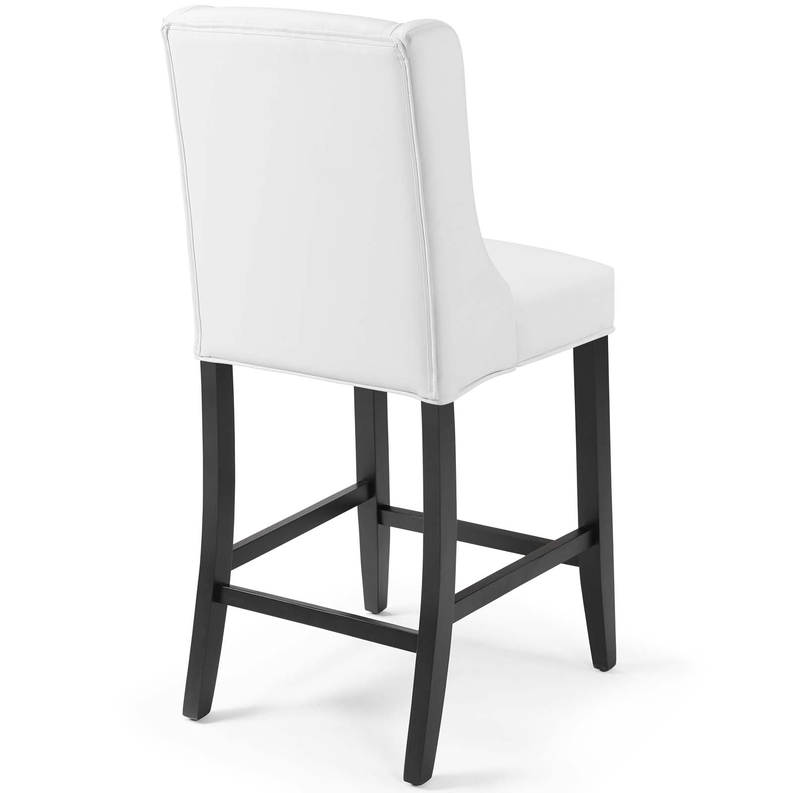 Modway Barstools - Baronet Counter Bar Stool Faux Leather Set of 2 White