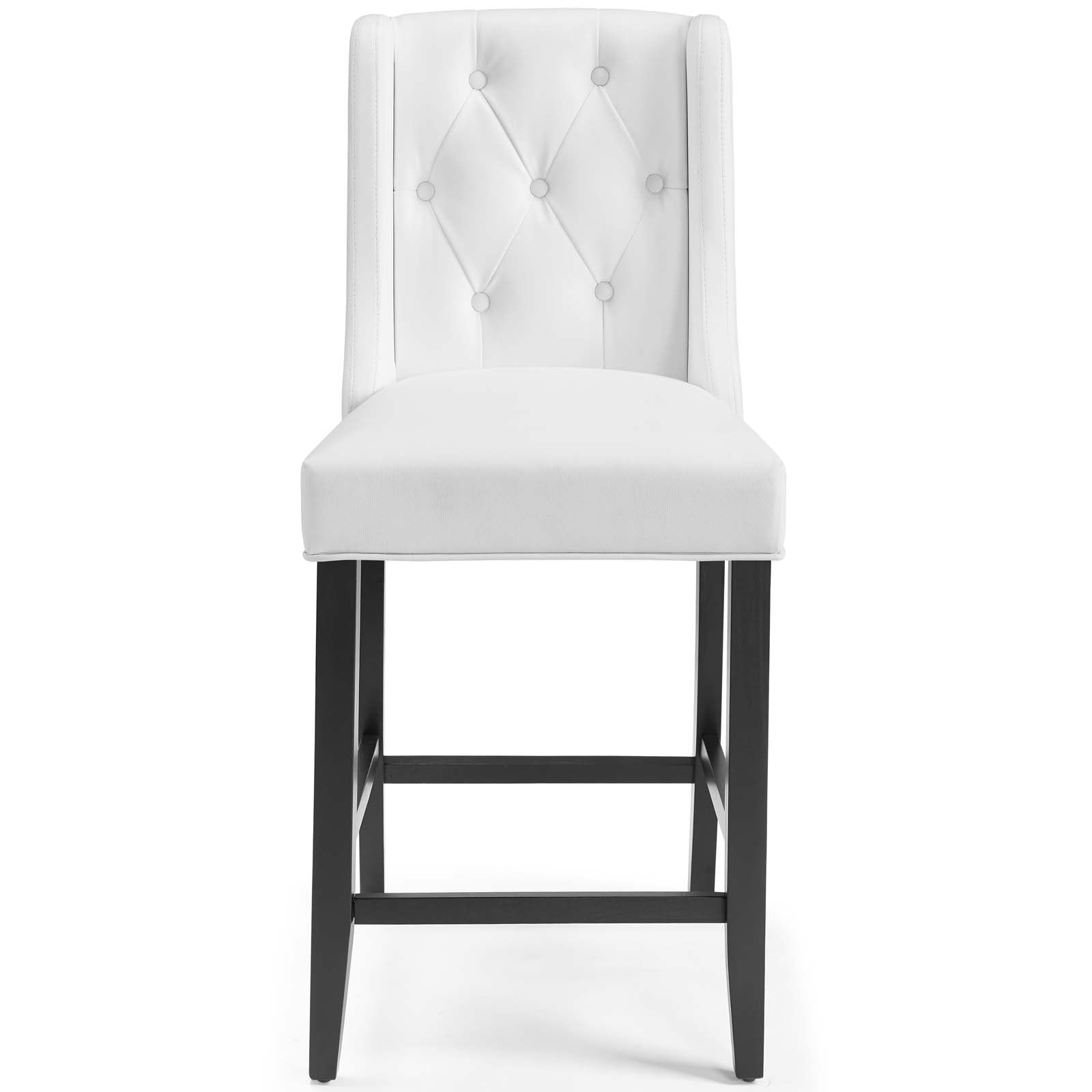 Modway Barstools - Baronet Counter Bar Stool Faux Leather Set of 2 White