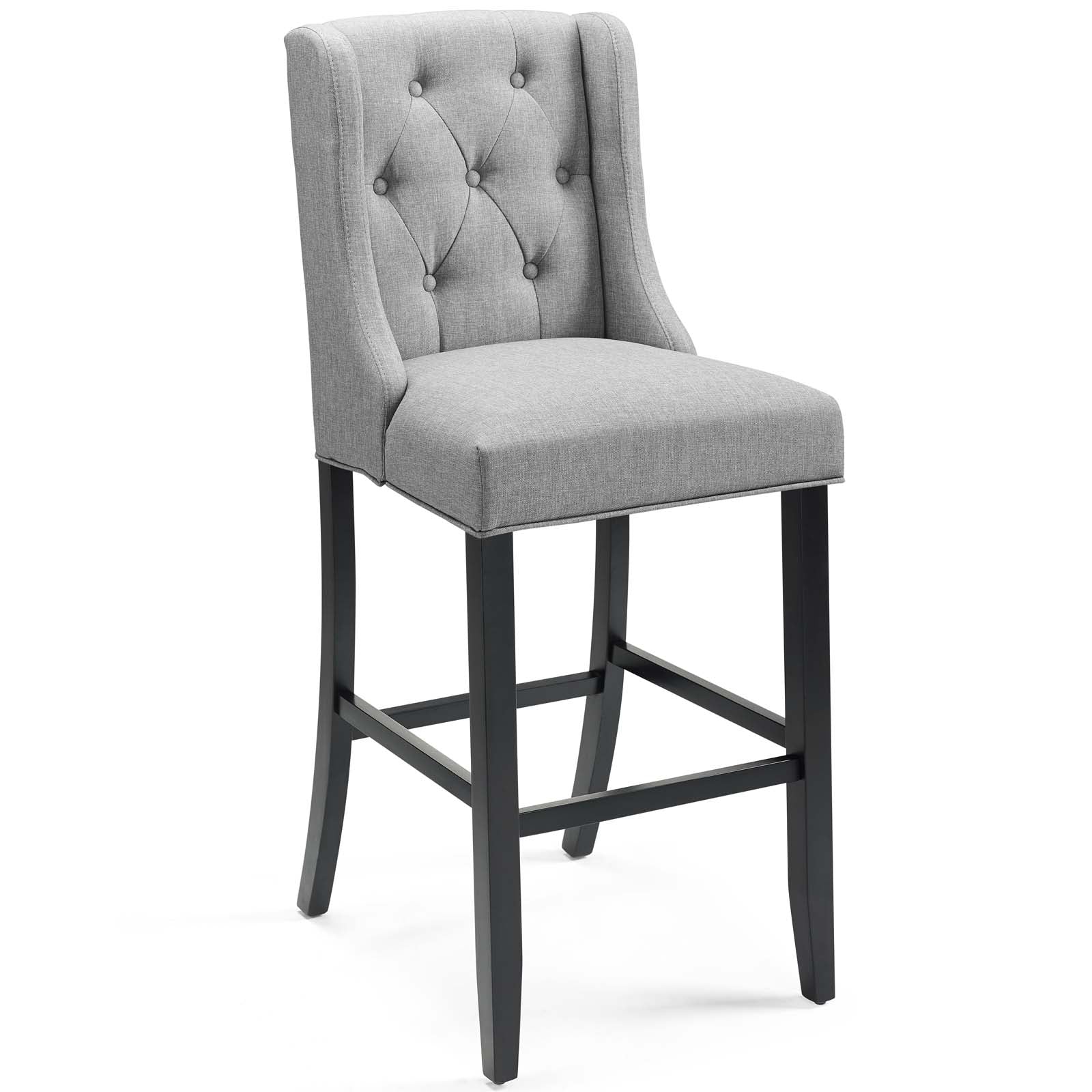 Modway Barstools - Baronet Bar Stool Upholstered Fabric Set of 2 Light Gray
