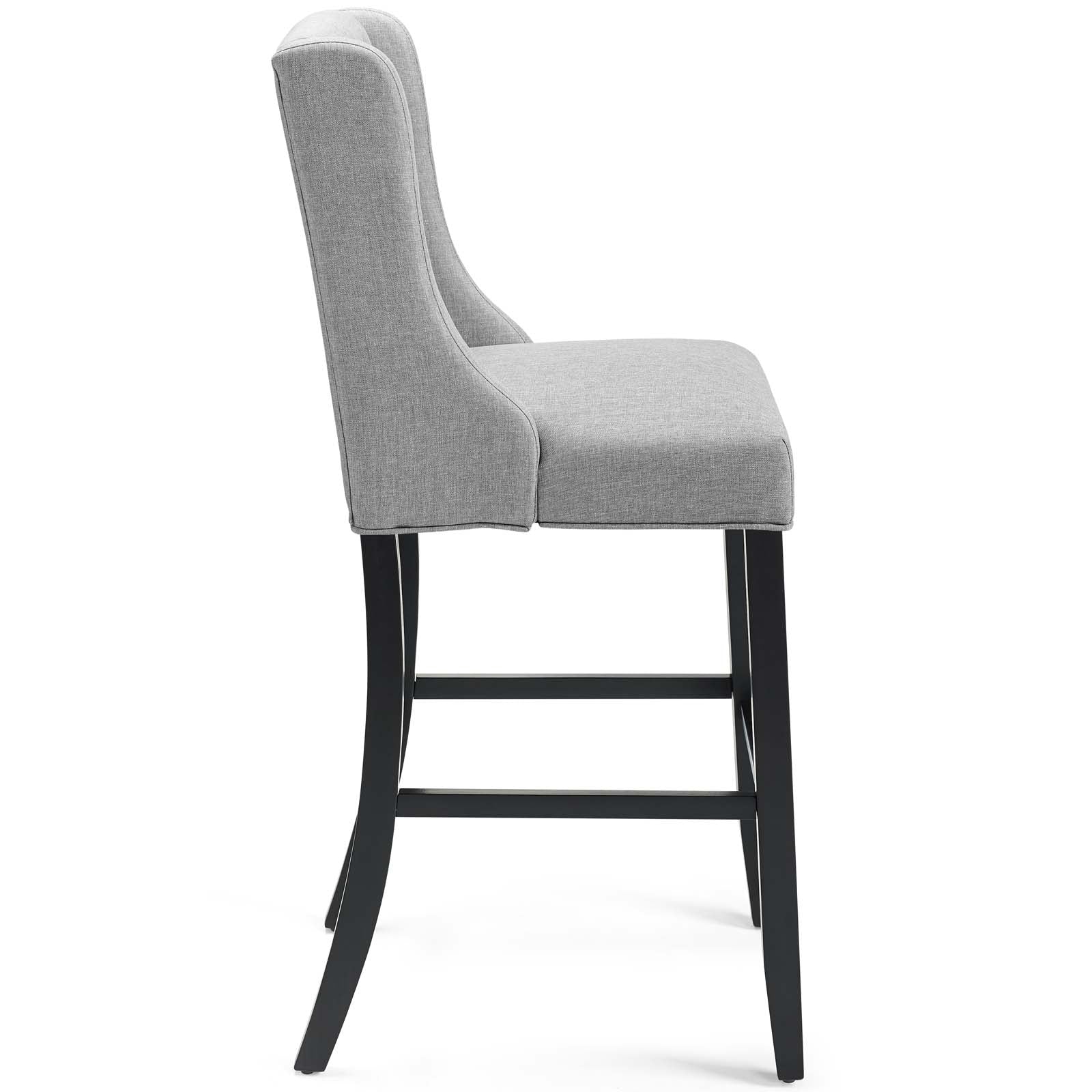 Modway Barstools - Baronet Bar Stool Upholstered Fabric Set of 2 Light Gray