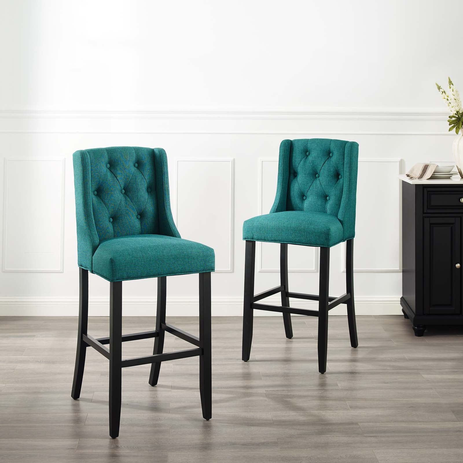 Modway Barstools - Baronet Bar Stool Fabric Teal (Set of 2)