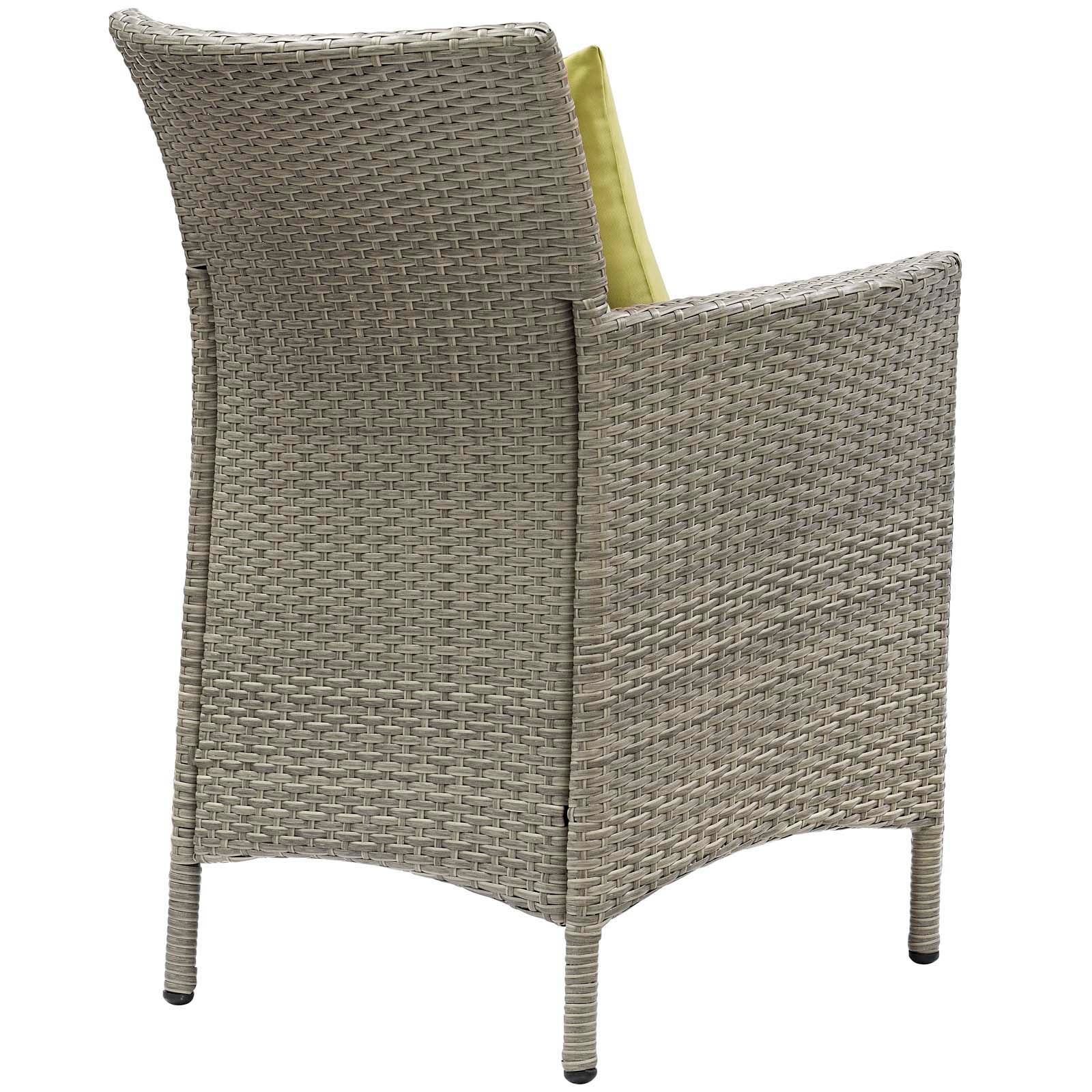 Modway Outdoor Dining Chairs - Conduit Outdoor Patio Wicker Rattan Dining Armchair Set of 4 Light Gray Peridot