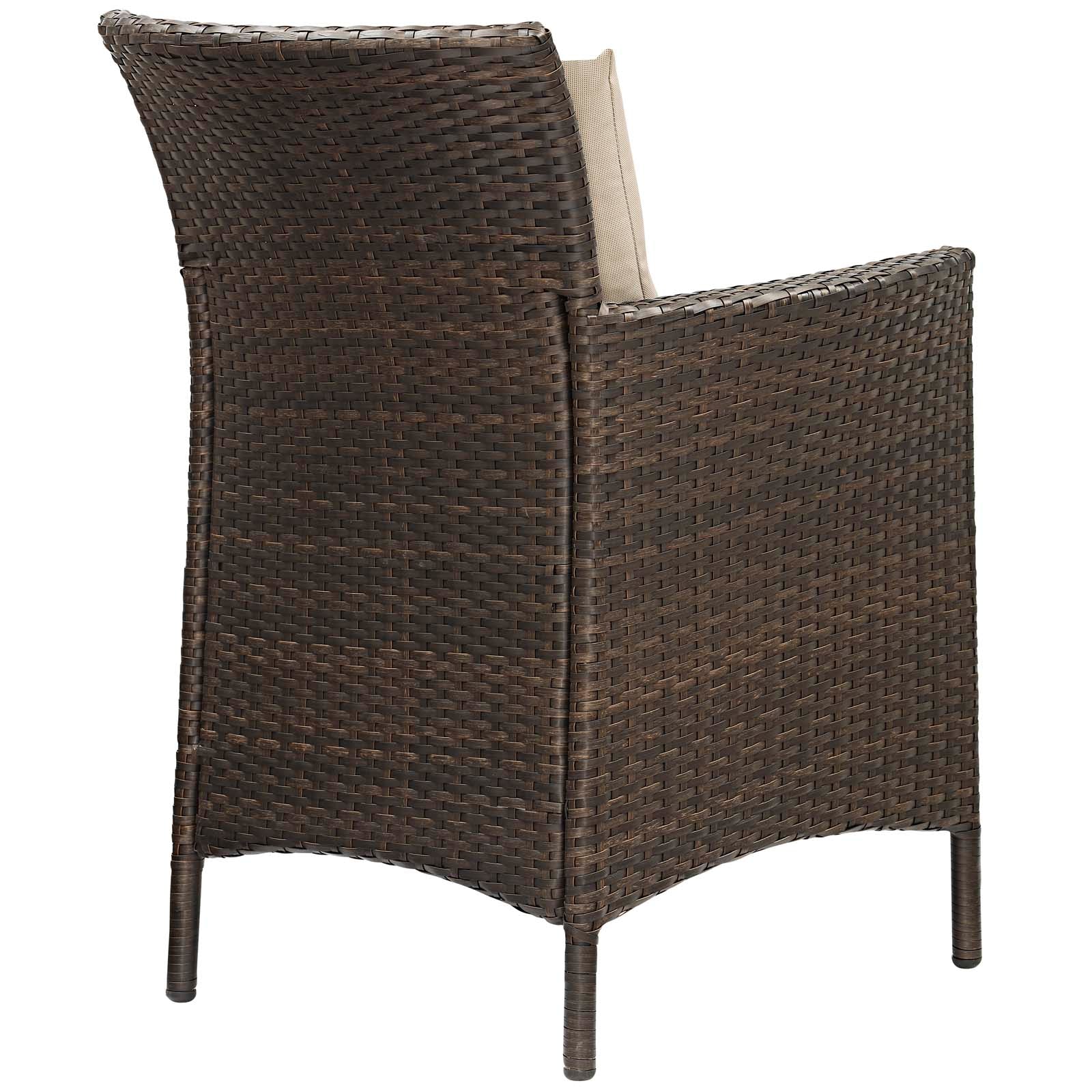 Modway Outdoor Dining Chairs - Conduit Outdoor Patio Wicker Rattan Dining Armchair Set of 2 Brown Beige