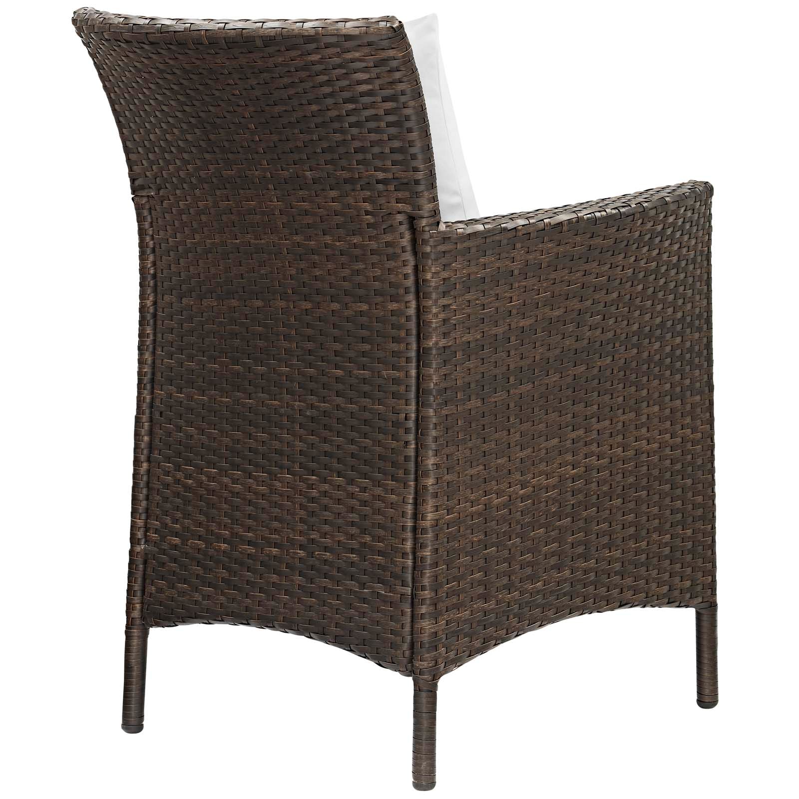 Modway Outdoor Dining Chairs - Conduit Outdoor Patio Wicker Rattan Dining Armchair Set of 2 Brown White