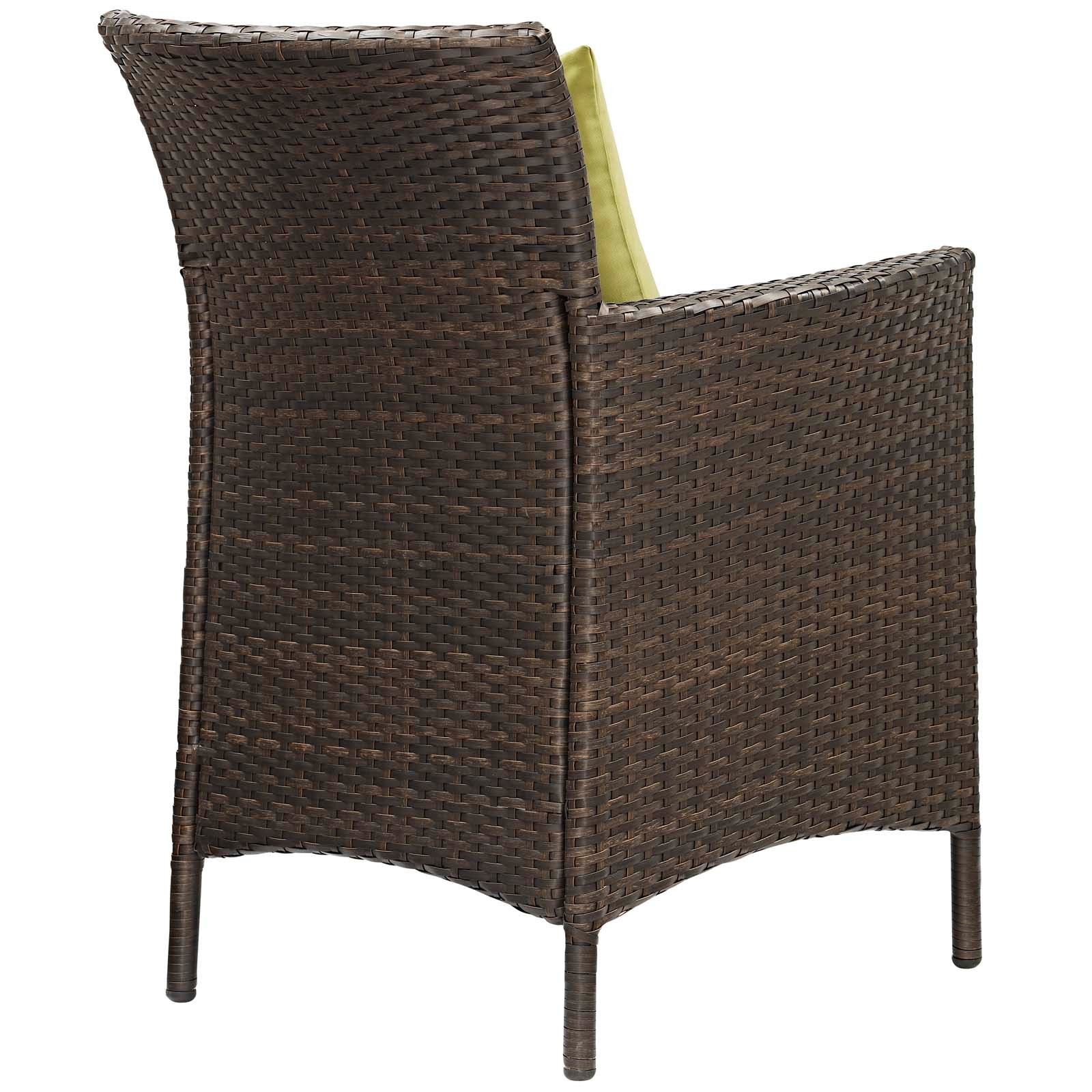 Modway Outdoor Dining Chairs - Conduit Outdoor Patio Wicker Rattan Dining Armchair Set of 4 Brown Peridot